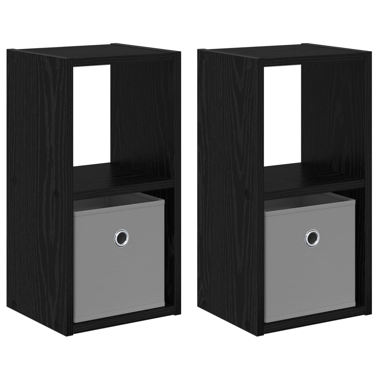 Bedside Table with Drawer 2 pcs Black Oak 25.5 x 22 x 49.5 cm