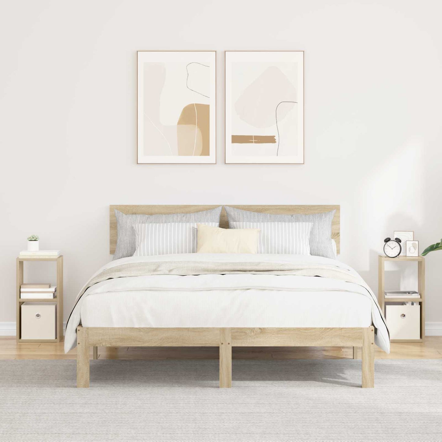 Bedside Table with Drawer 2 pcs Sonoma Oak 25.5 x 22 x 49.5 cm