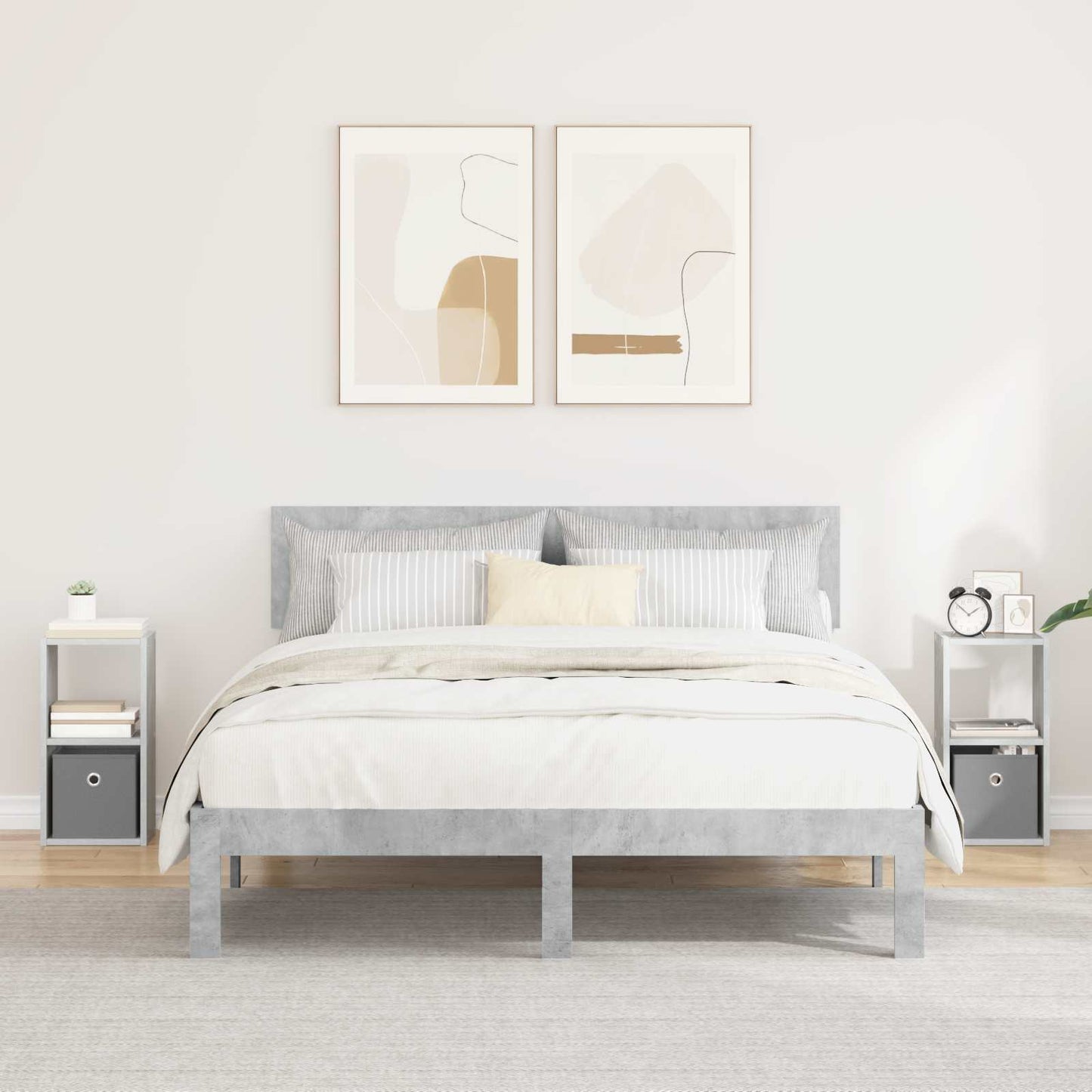 Bedside Table 2 pcs Concrete Grey 25.5 x 22 x 49.5 cm