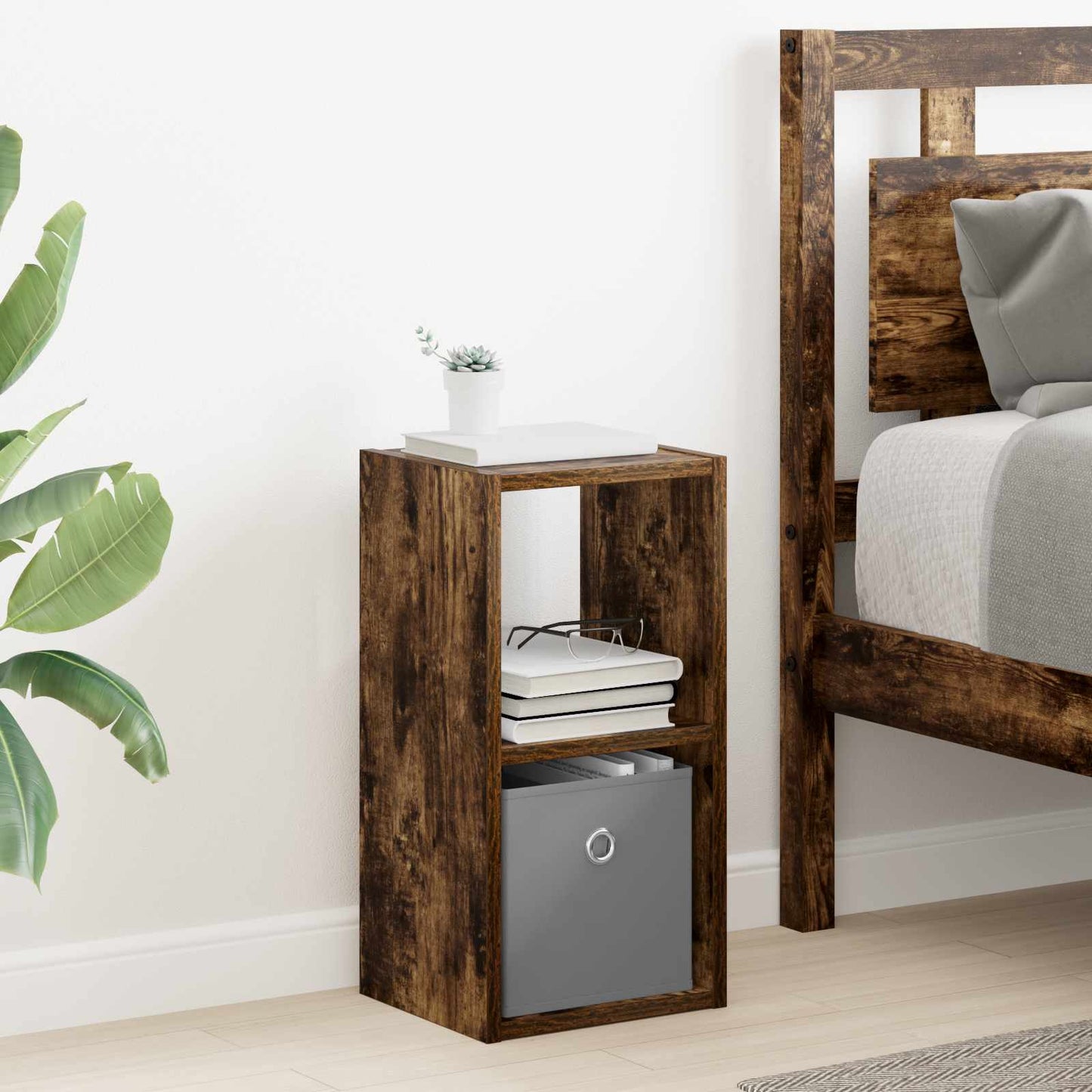 Bedside Table with Drawer 2 pcs Smoked Oak 25.5 x 22 x 49.5 cm