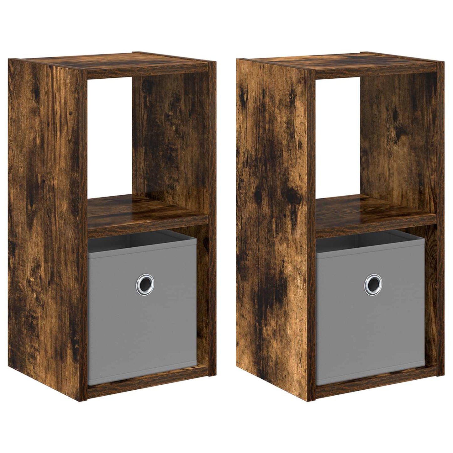 Bedside Table with Drawer 2 pcs Smoked Oak 25.5 x 22 x 49.5 cm