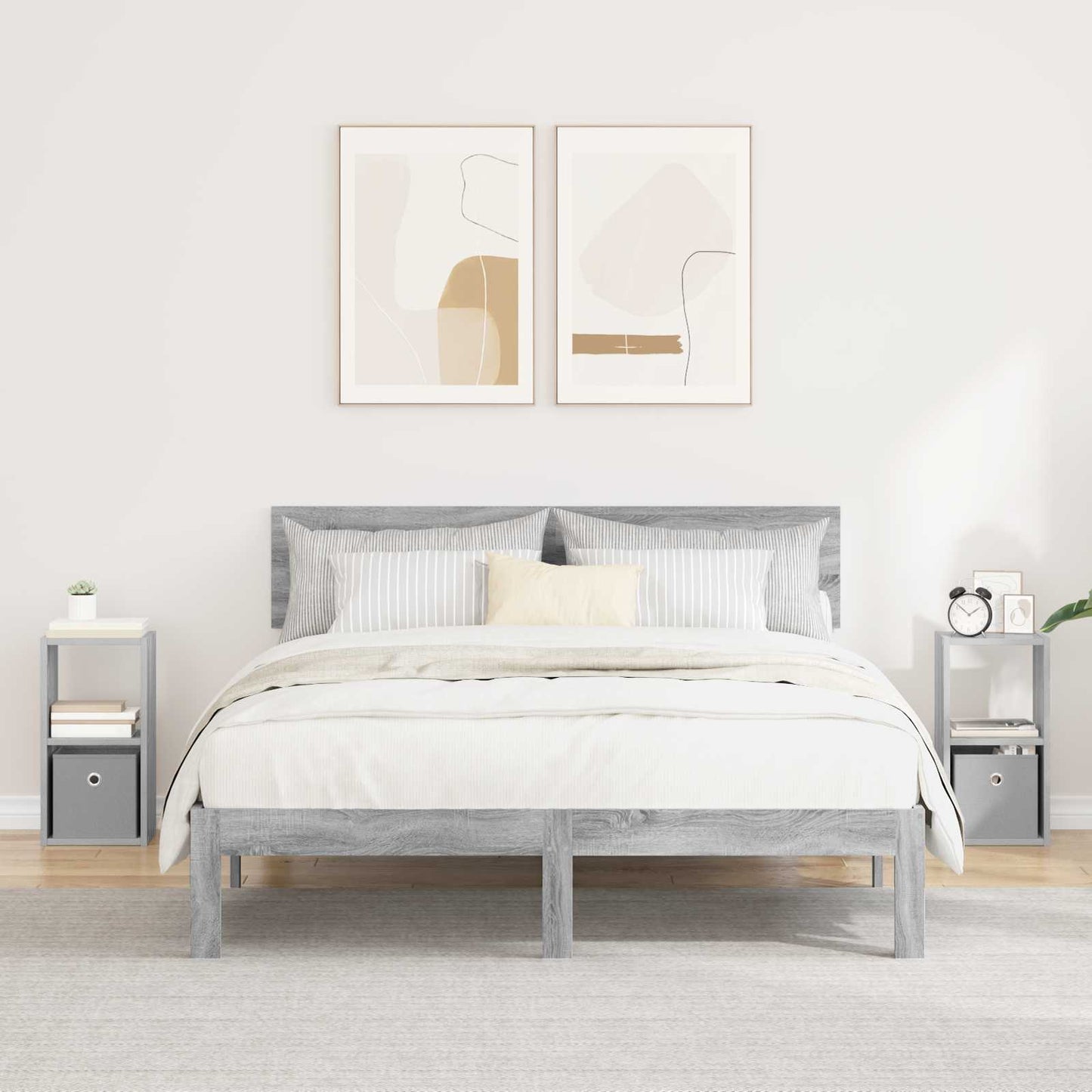 Bedside Table with Drawer 2 pcs Grey Sonoma 25.5 x 22 x 49.5 cm