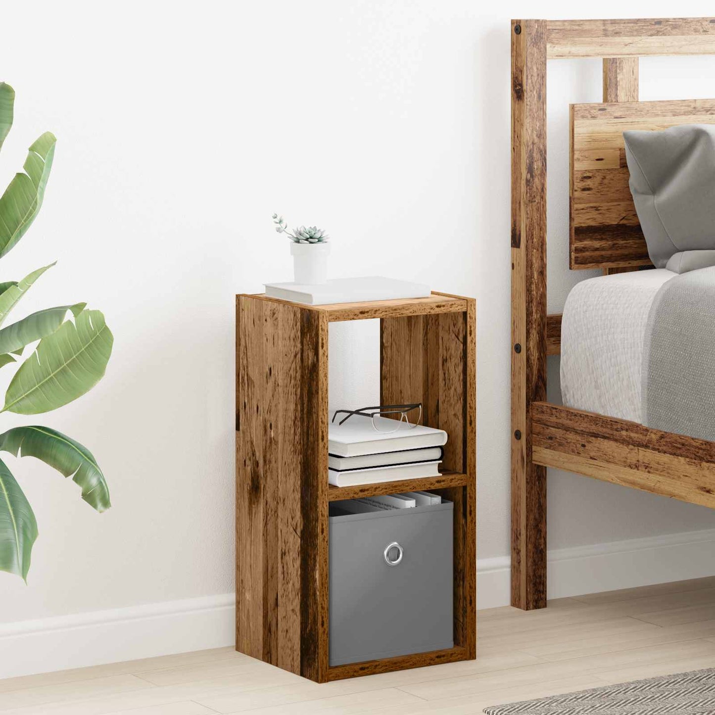 Bedside Table Old Wood 25.5 x 22 x 49.5 cm Engineered Wood