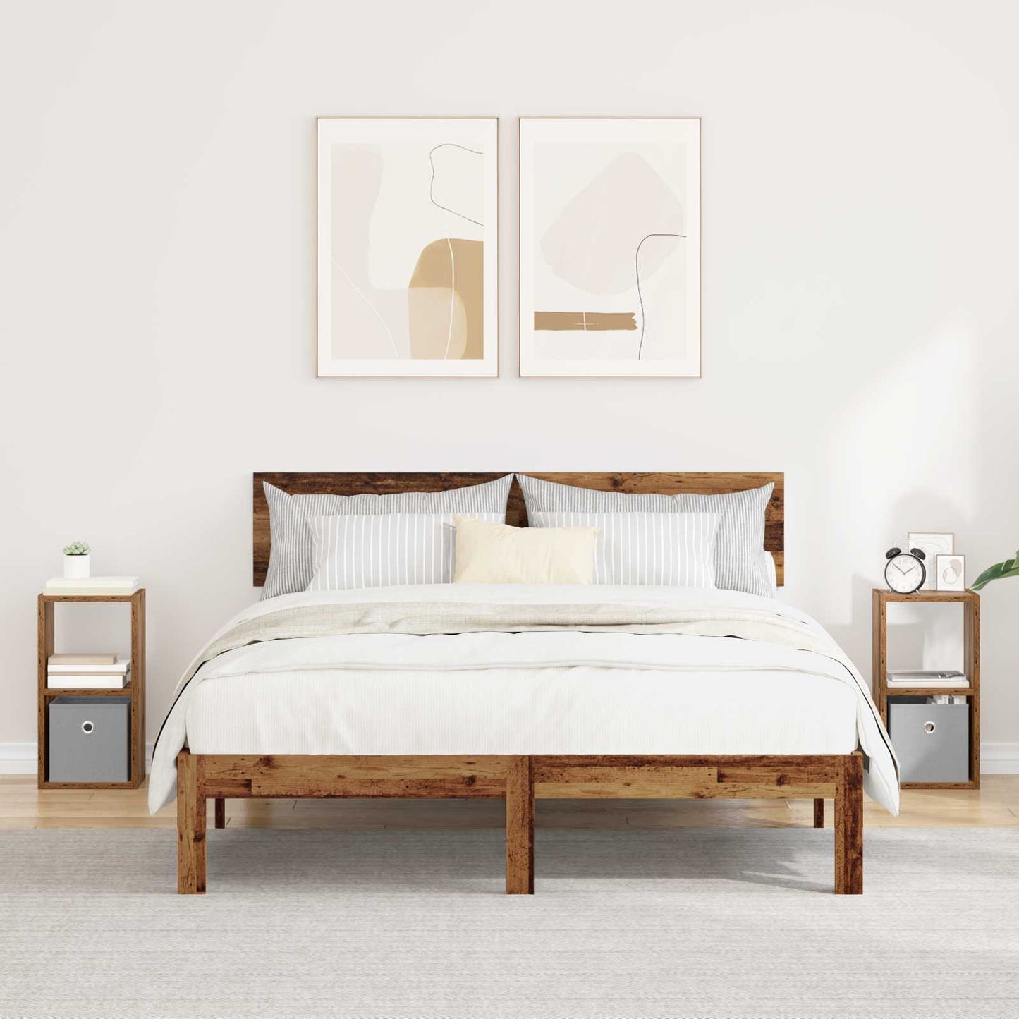 Bedside Table with Drawer 2 pcs Old Wood 25.5 x 22 x 49.5 cm