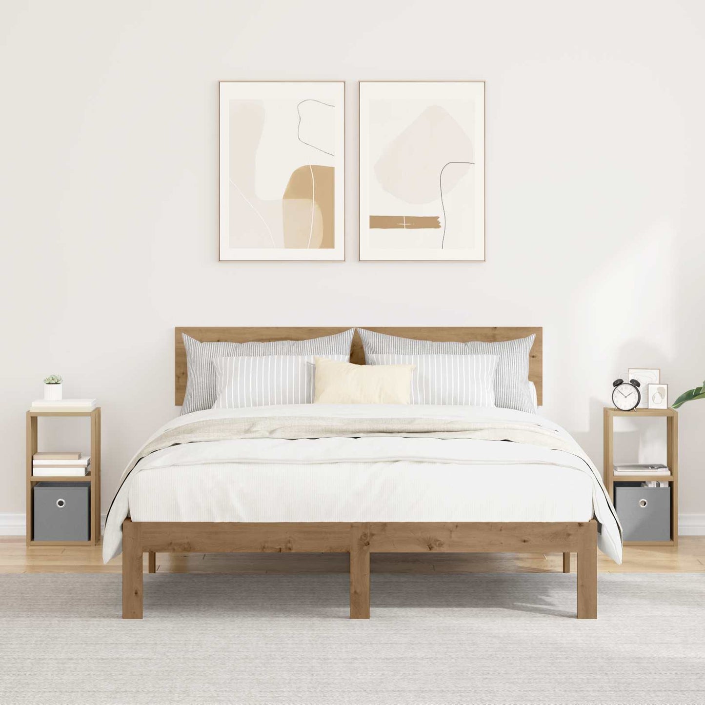 Bedside Table with Drawer 2 pcs Artisan Oak 25.5 x 22 x 49.5 cm