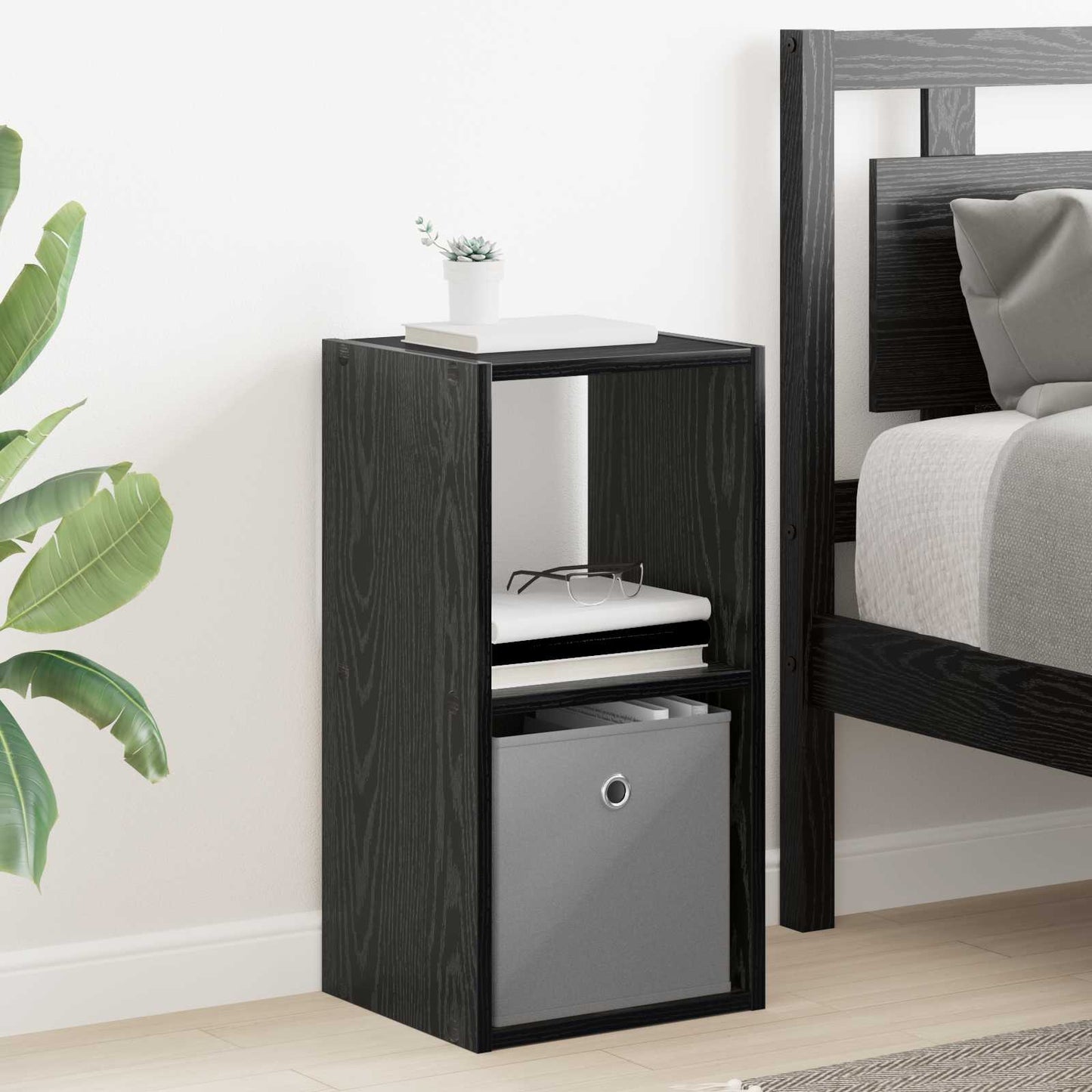 Bedside Table Black Oak 30.5 x 27 x 59.5 cm Engineered Wood