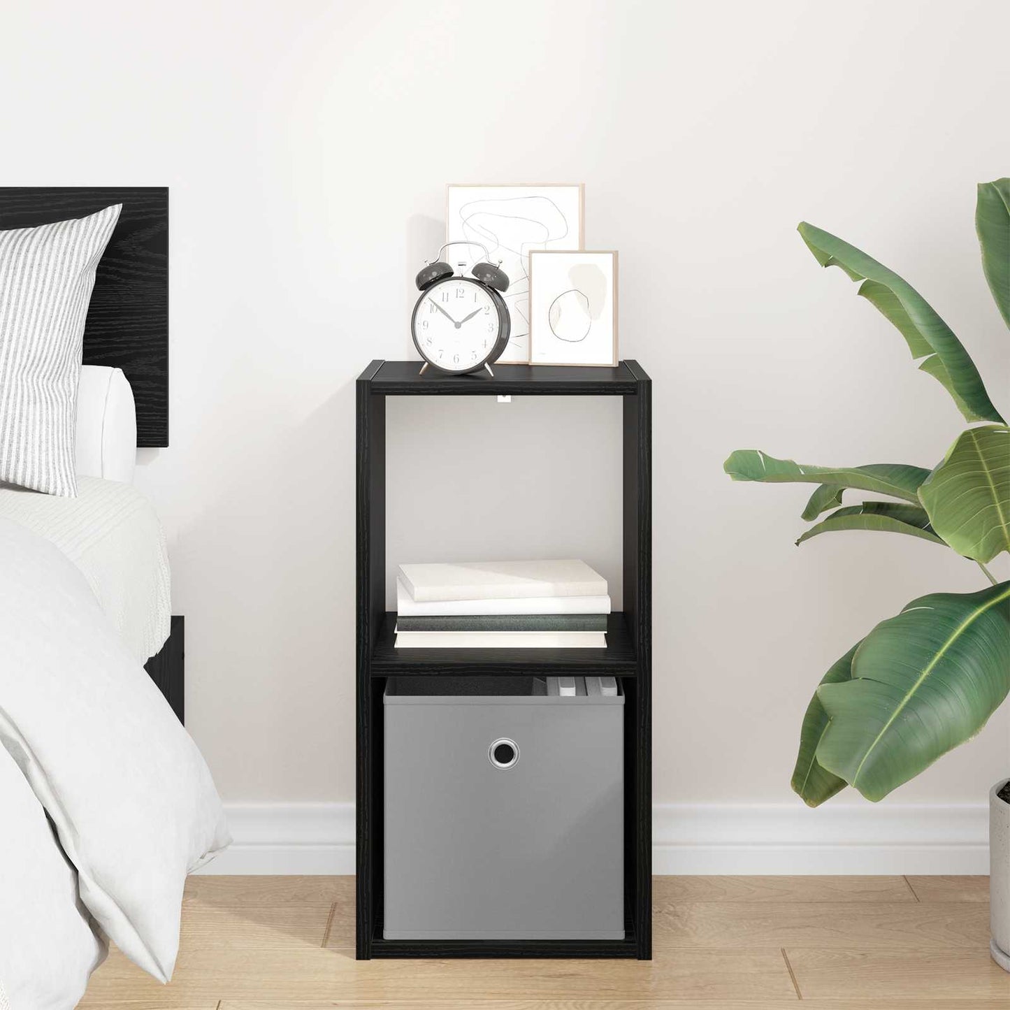 Bedside Table Black Oak 30.5 x 27 x 59.5 cm Engineered Wood