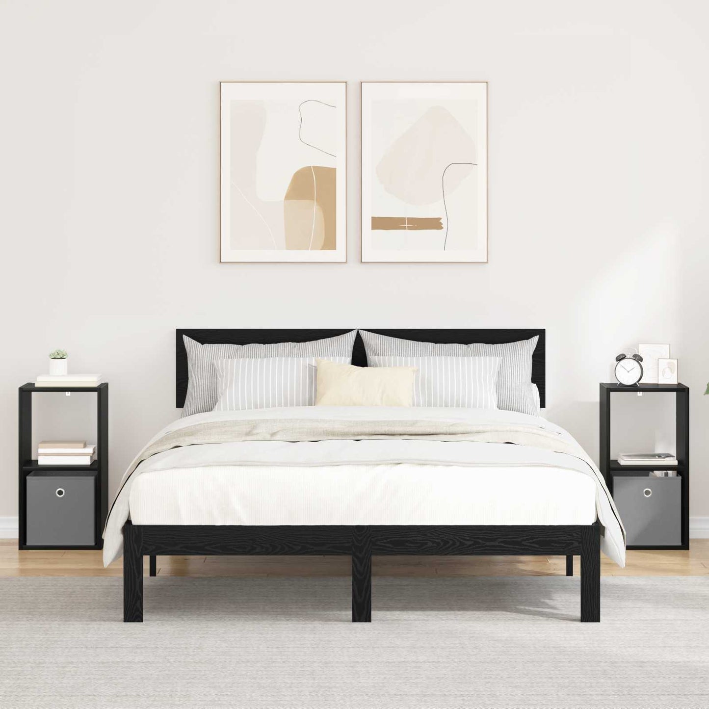 Bedside Table with Drawer 2 pcs Black Oak 30.5 x 27 x 59.5 cm