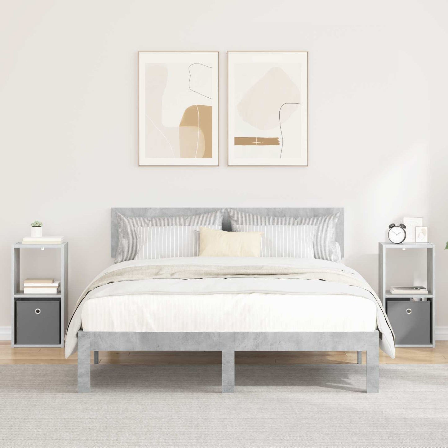 Bedside Table 2 pcs Concrete Grey 30.5 x 27 x 59.5 cm
