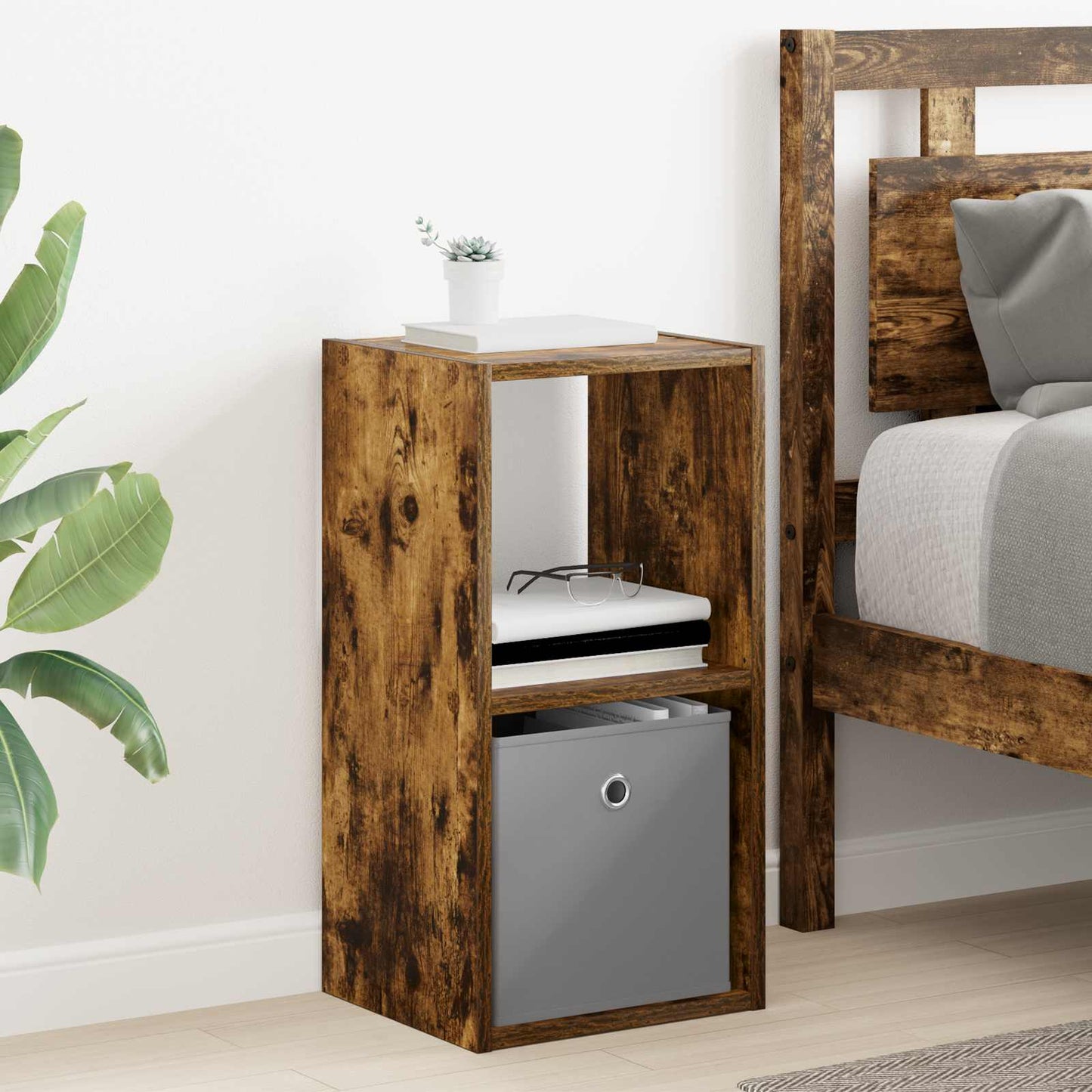Bedside Table with Drawer 2 pcs Smoked Oak 30.5 x 27 x 59.5 cm
