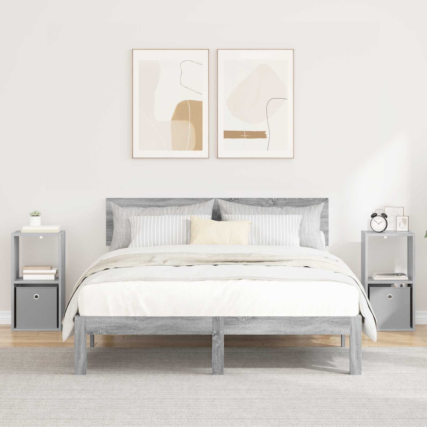 Bedside Table with Drawer 2 pcs Grey Sonoma 30.5 x 27 x 59.5 cm