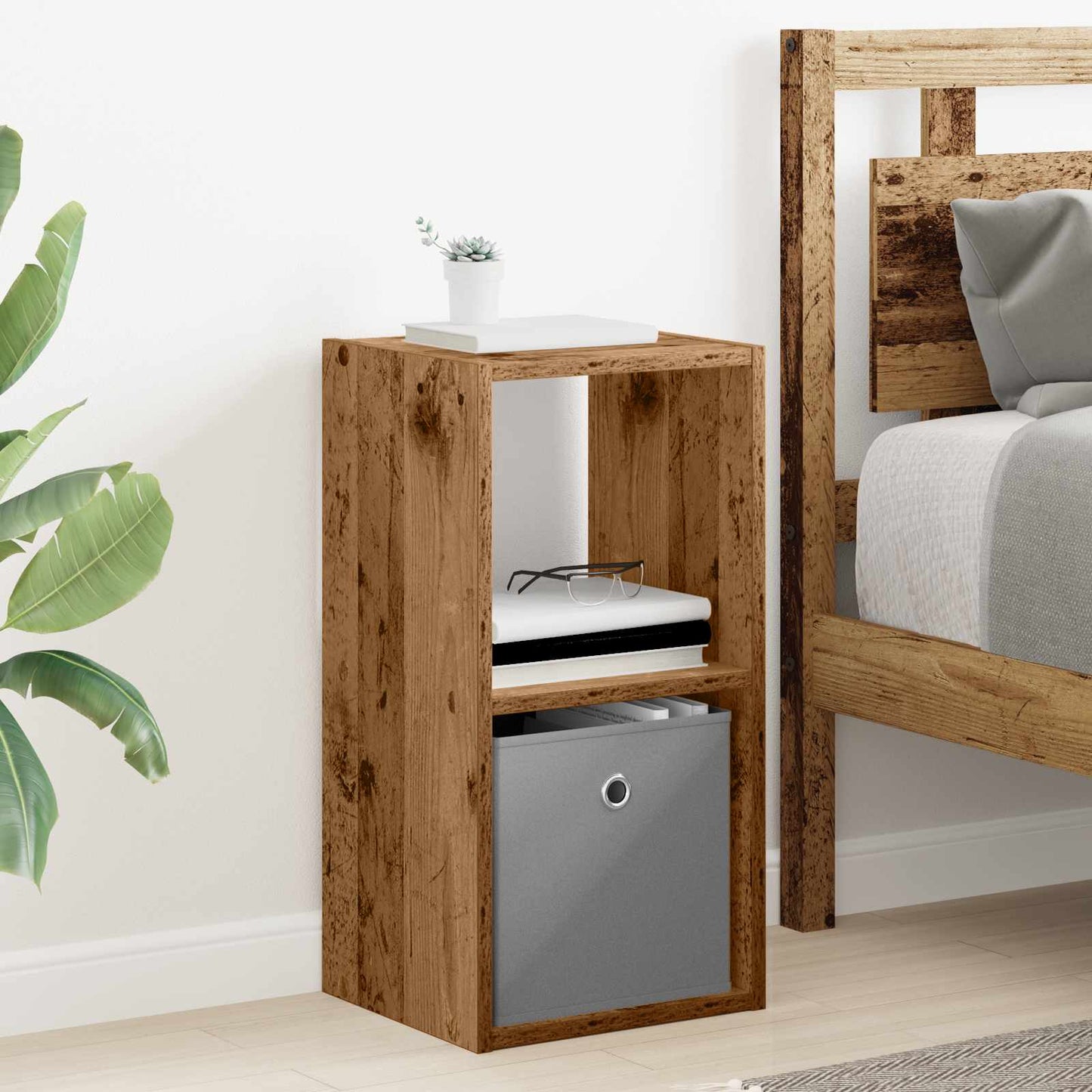 Bedside Table Old Wood 30.5 x 27 x 59.5 cm Engineered Wood