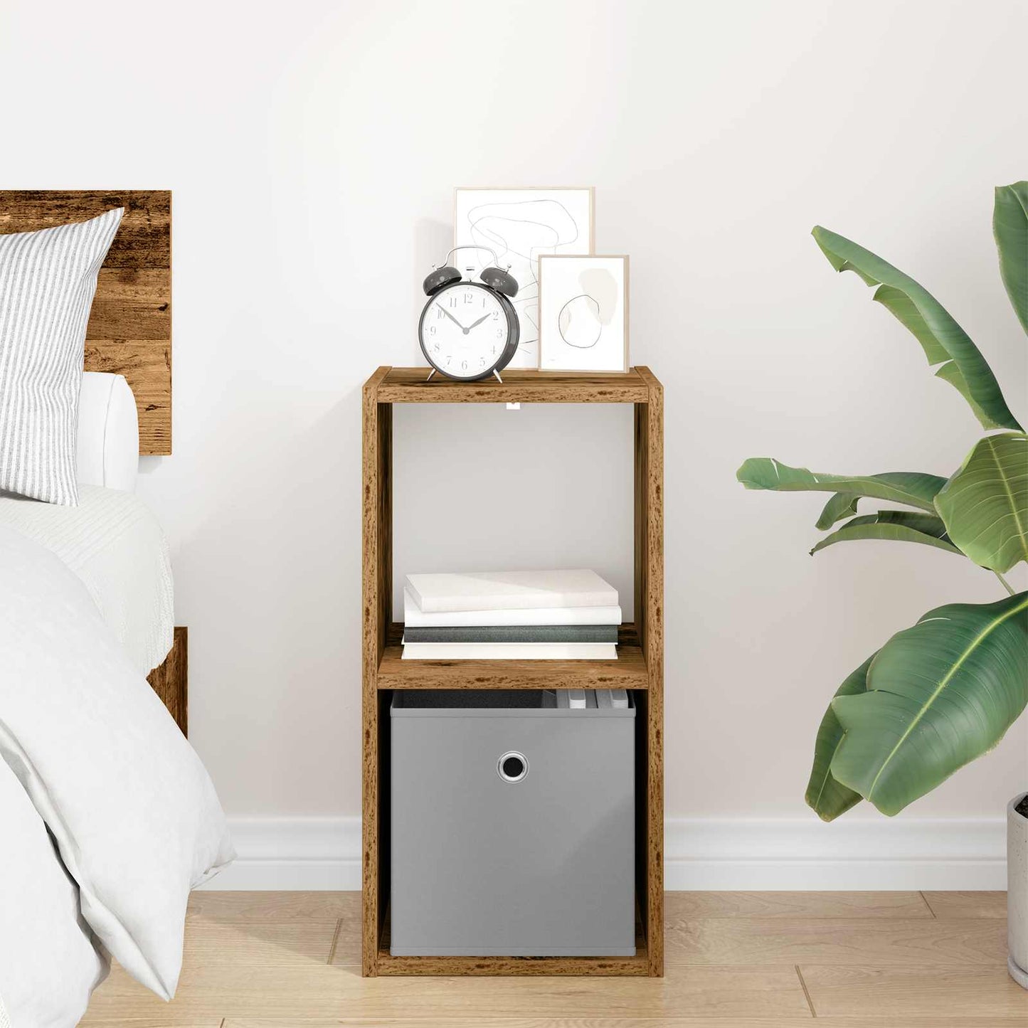 Bedside Table Old Wood 30.5 x 27 x 59.5 cm Engineered Wood