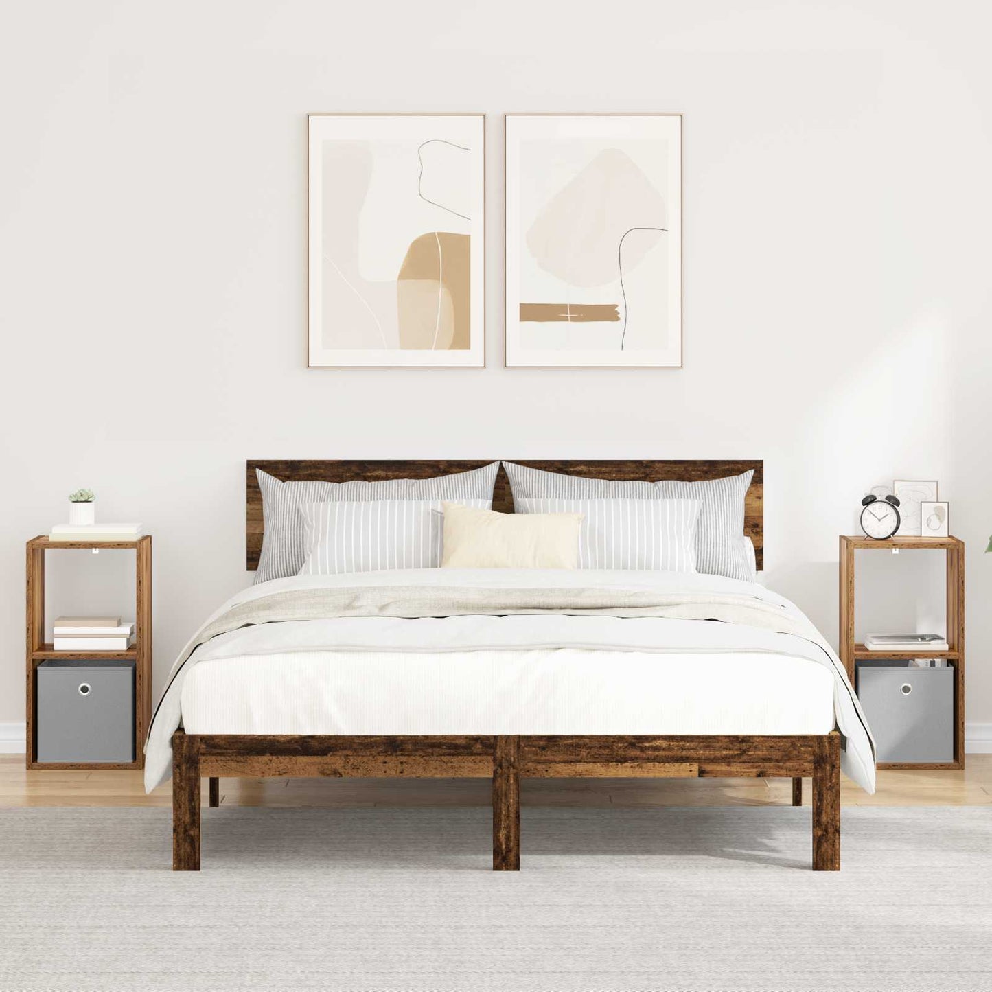 Bedside Table with Drawer 2 pcs Old Wood 30.5 x 27 x 59.5 cm