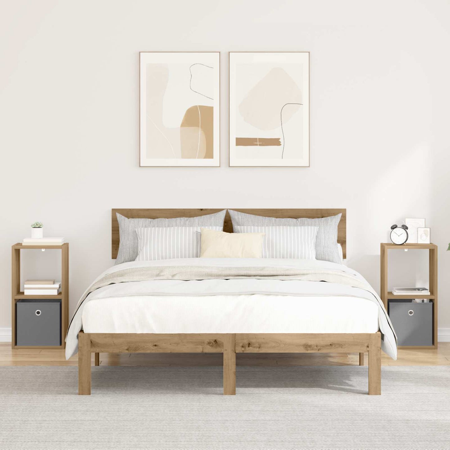 Bedside Table with Drawer 2 pcs Artisan Oak 30.5 x 27 x 59.5 cm