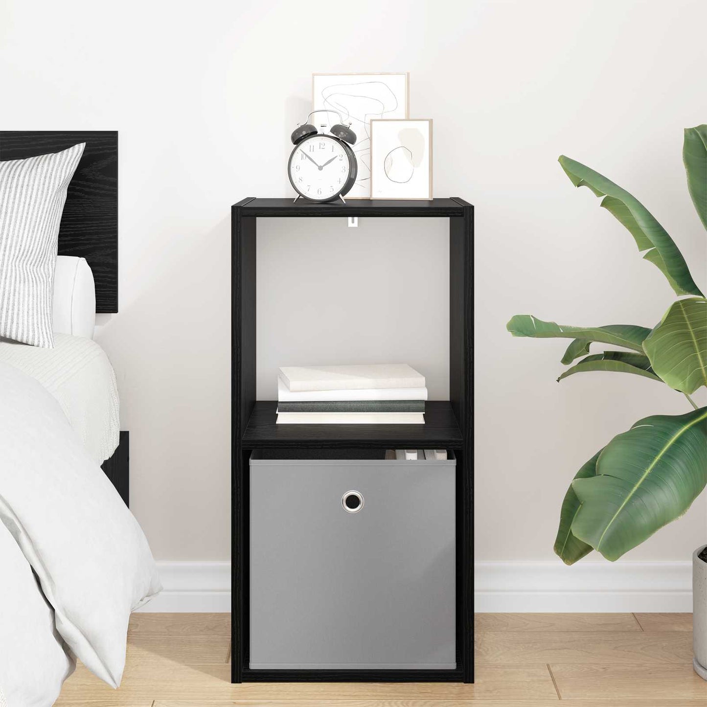 Bedside Table Black Oak 35 x 32 x 68.5 cm Engineered Wood