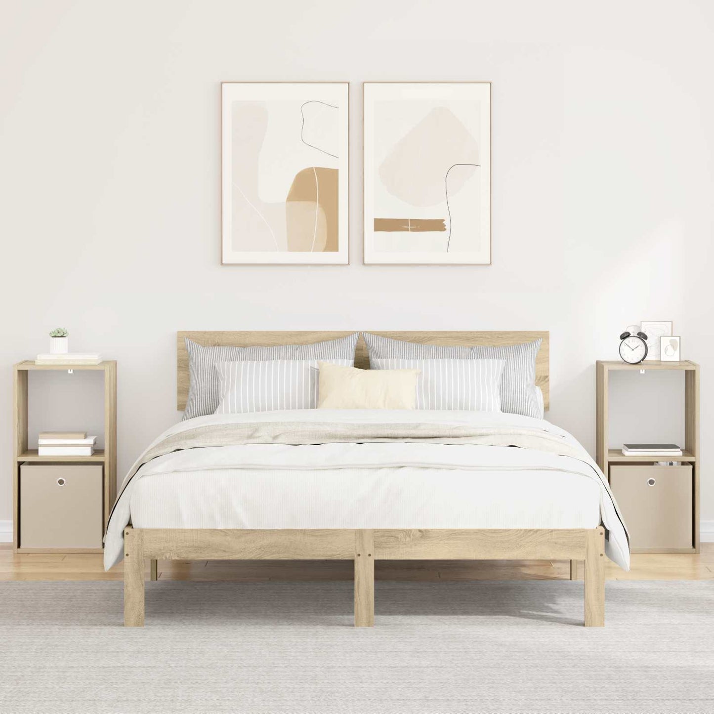 Bedside Table with Drawer 2 pcs Sonoma Oak 35 x 32 x 68.5 cm