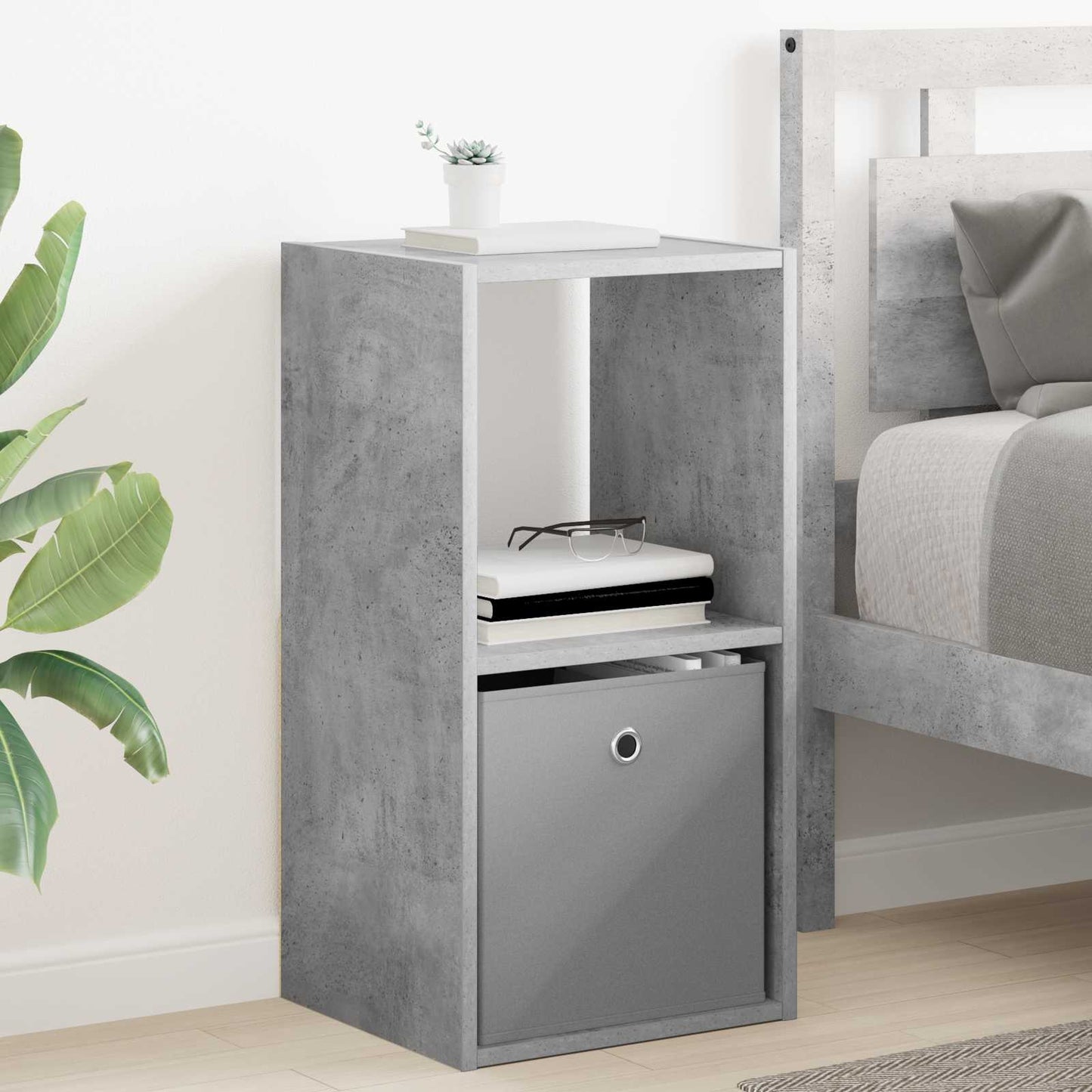 Bedside Table Concrete Grey 35 x 32 x 68.5 cm Engineered Wood