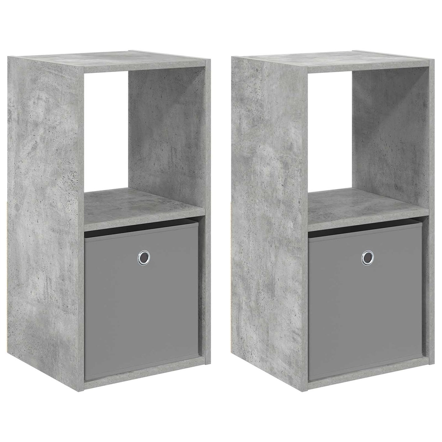 Bedside Table with Drawer 2 pcs Concrete Grey 35 x 32 x 68.5 cm