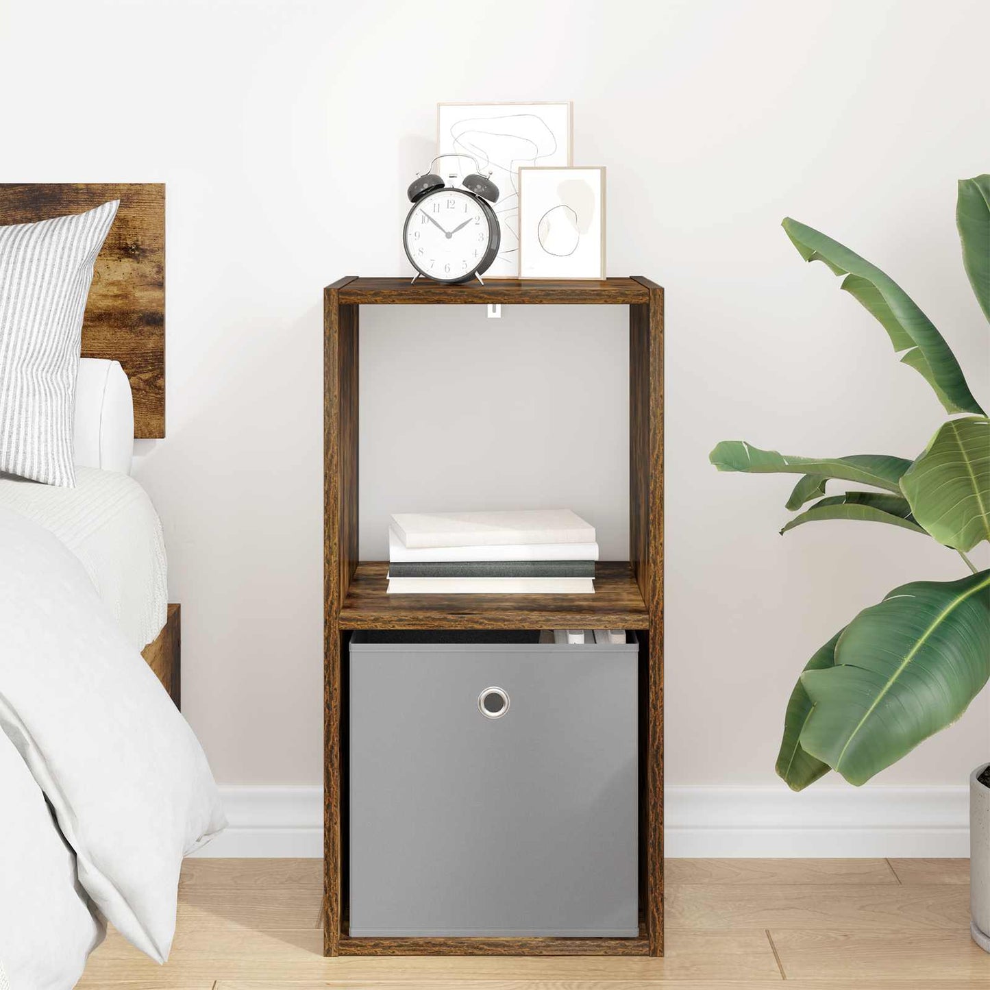 Bedside Table Smoked Oak 35 x 32 x 68.5 cm Engineered Wood