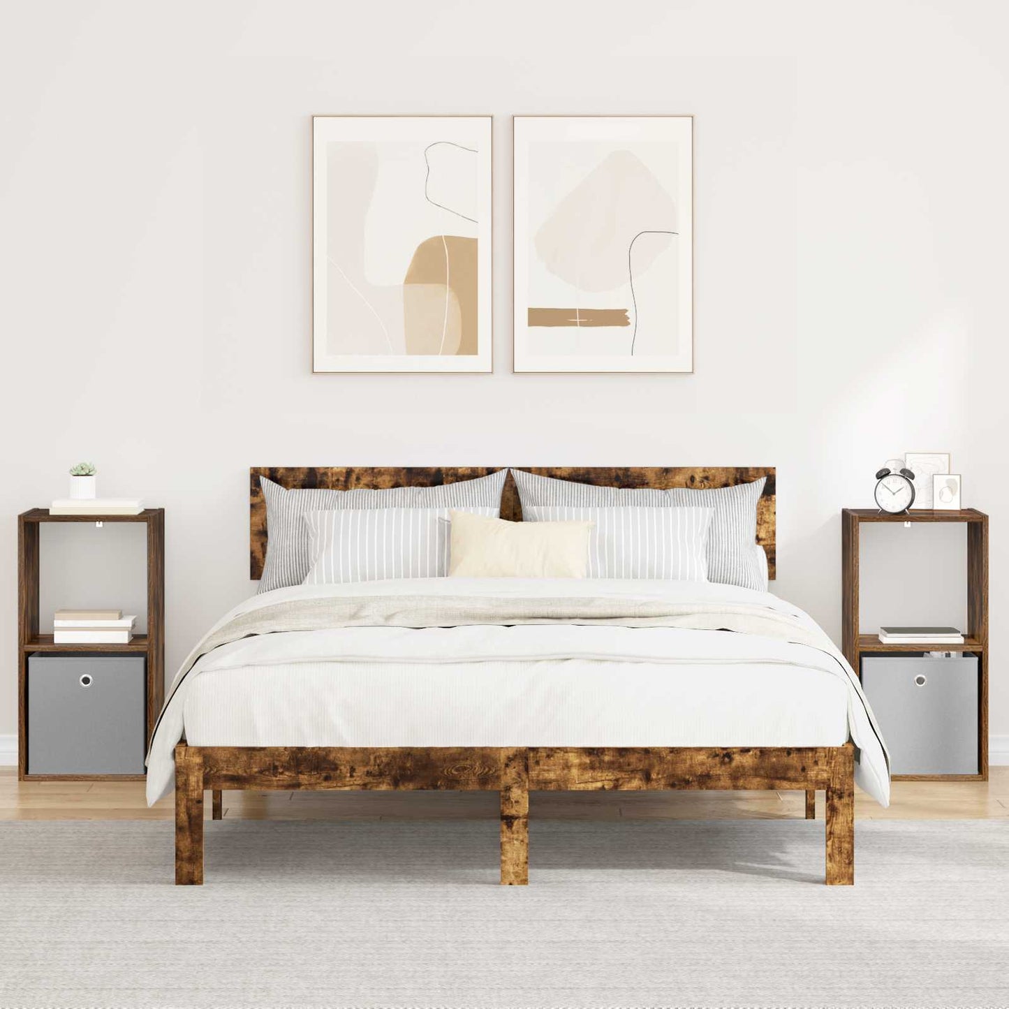 Bedside Table with Drawer 2 pcs Smoked Oak 35 x 32 x 68.5 cm