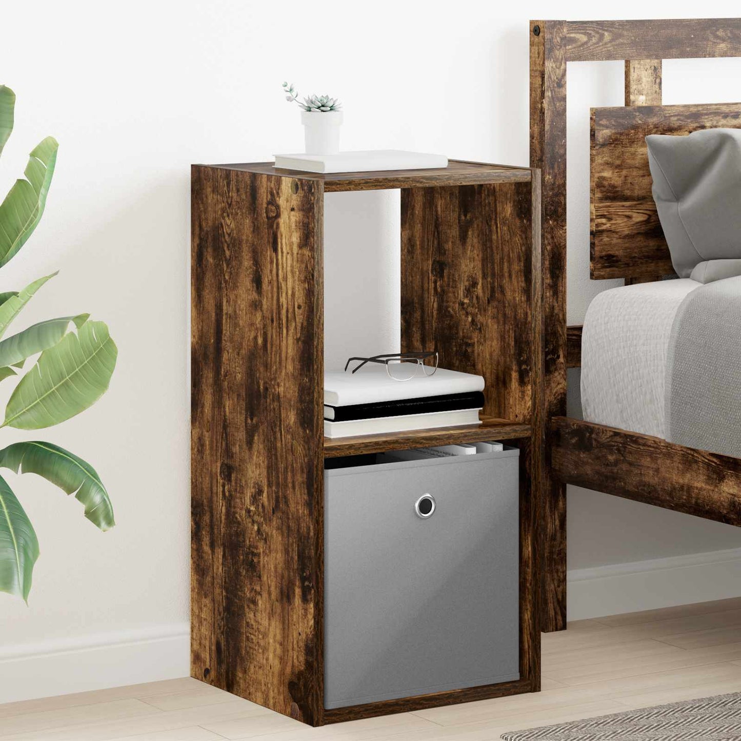 Bedside Table with Drawer 2 pcs Smoked Oak 35 x 32 x 68.5 cm