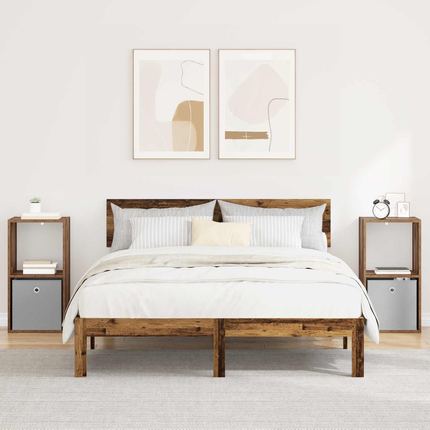 Bedside Table 2 pcs Old Wood 35 x 32 x 68.5 cm Engineered Wood