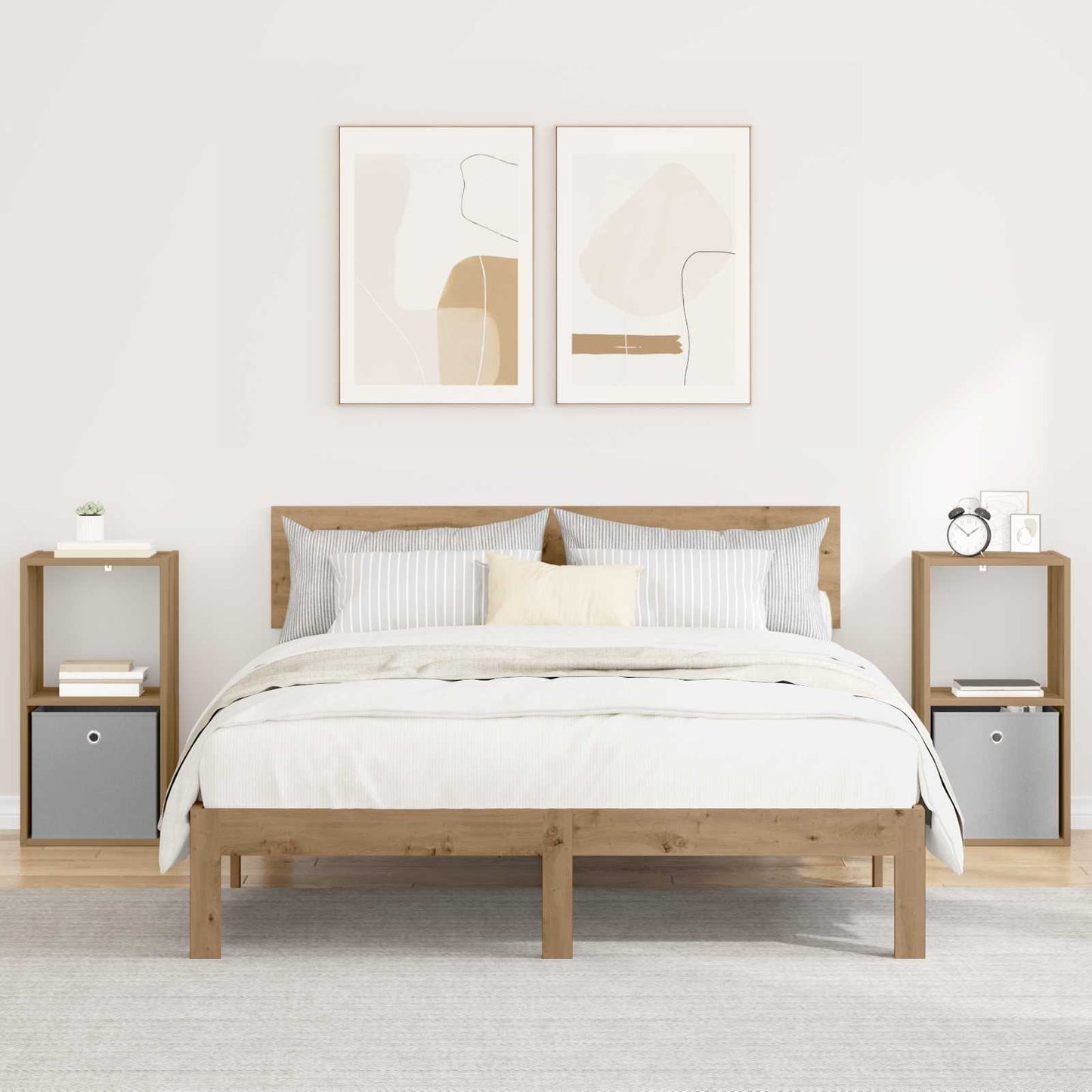 Bedside Table with Drawer 2 pcs Artisan Oak 35 x 32 x 68.5 cm