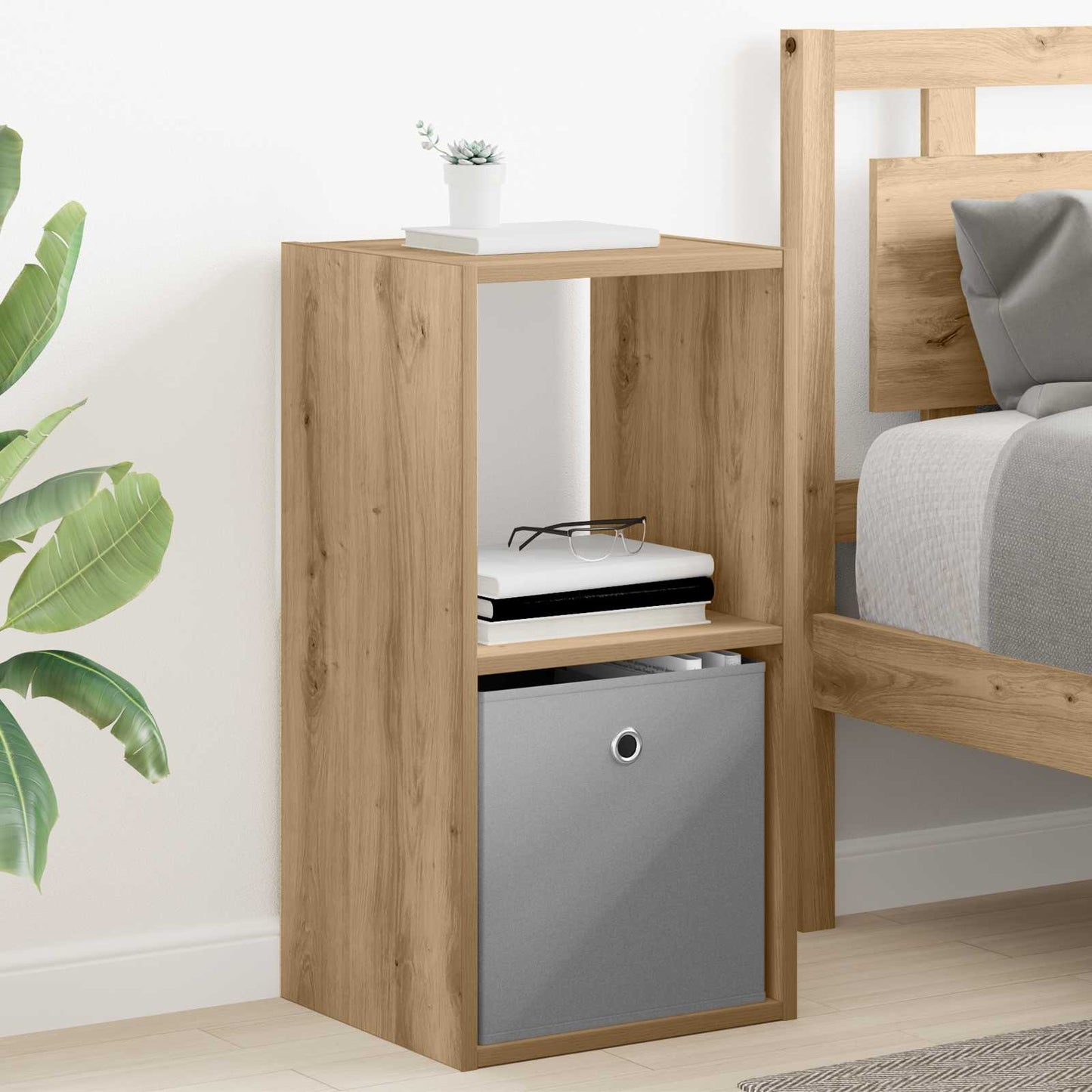 Bedside Table with Drawer 2 pcs Artisan Oak 35 x 32 x 68.5 cm