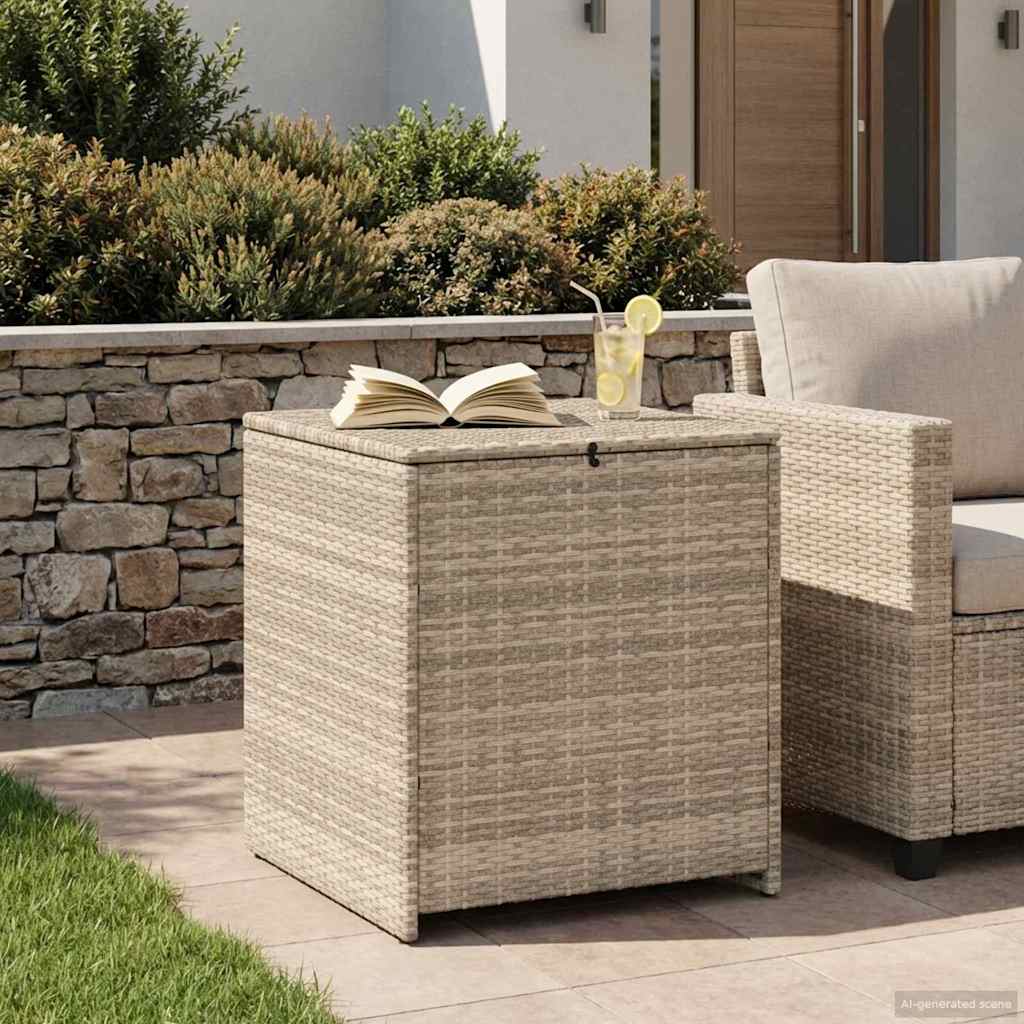 Cushion Box Light Grey 55 x 55 x 69 cm Poly Rattan