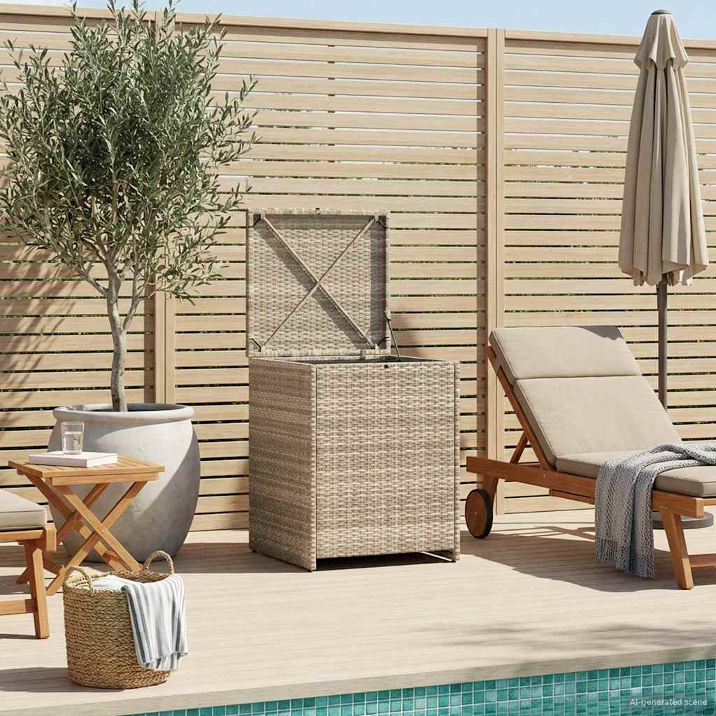 Cushion Box Light Grey 55 x 55 x 69 cm Poly Rattan