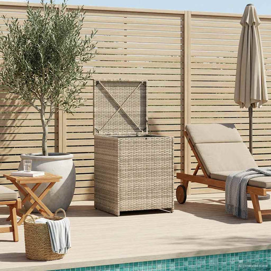 Cushion Box Light Grey 55 x 55 x 69 cm Poly Rattan