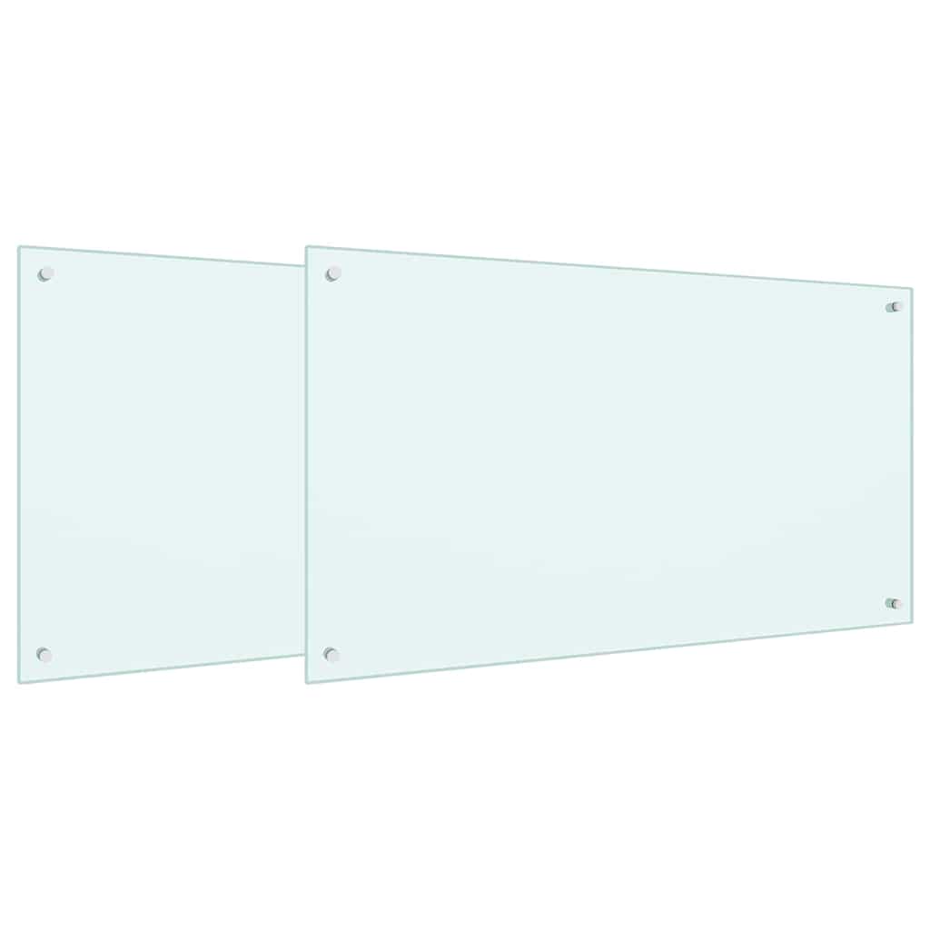 Kitchen Backsplash 2 pcs White 100 x 60 cm Tempered Glass