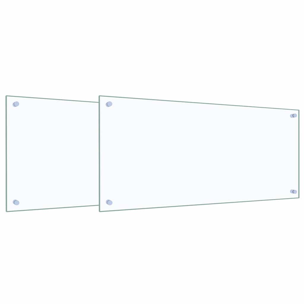 Kitchen Backsplash 2 pcs Transparent 90 x 40 cm Tempered Glass
