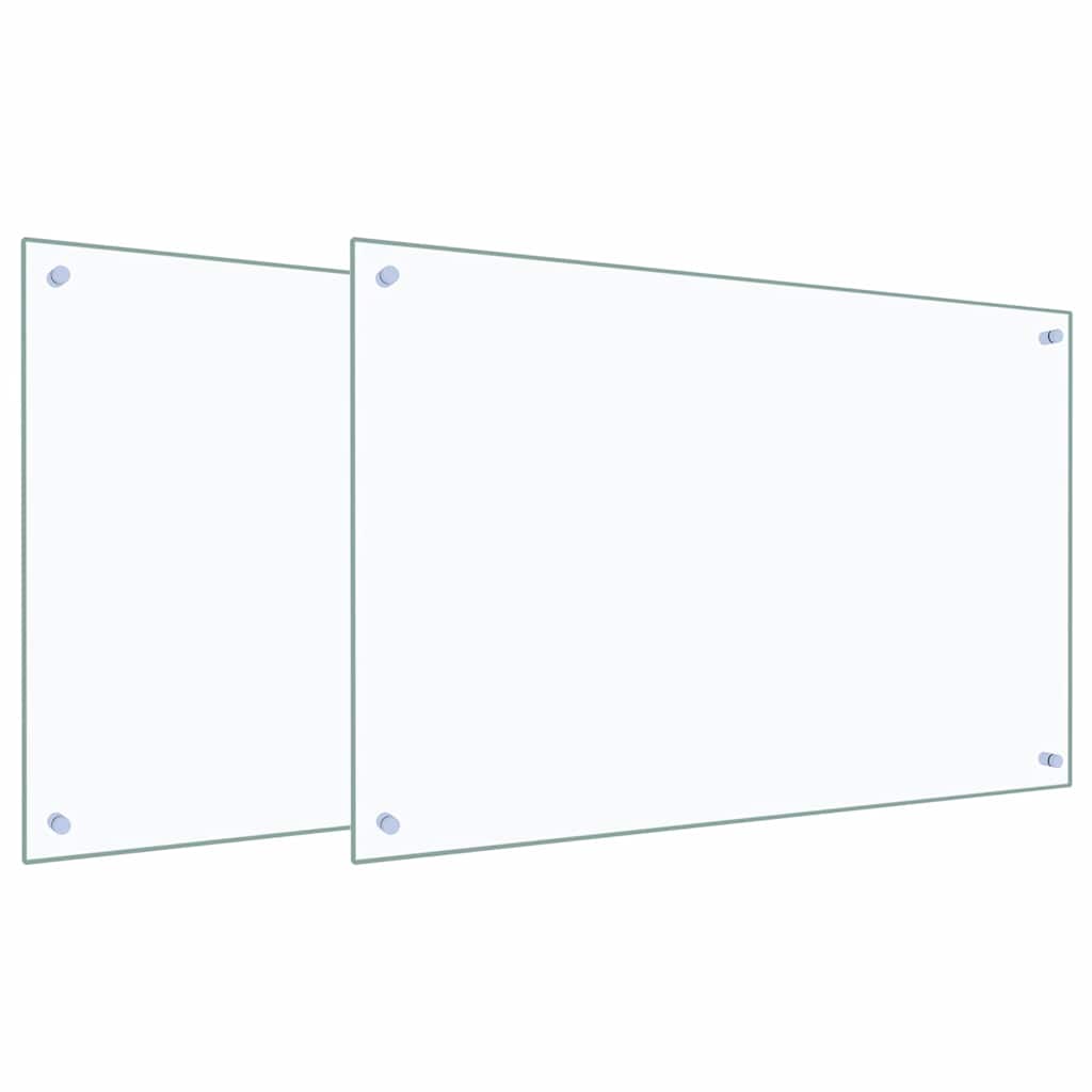 Kitchen Backsplash 2 pcs Transparent 90 x 60 cm Tempered Glass