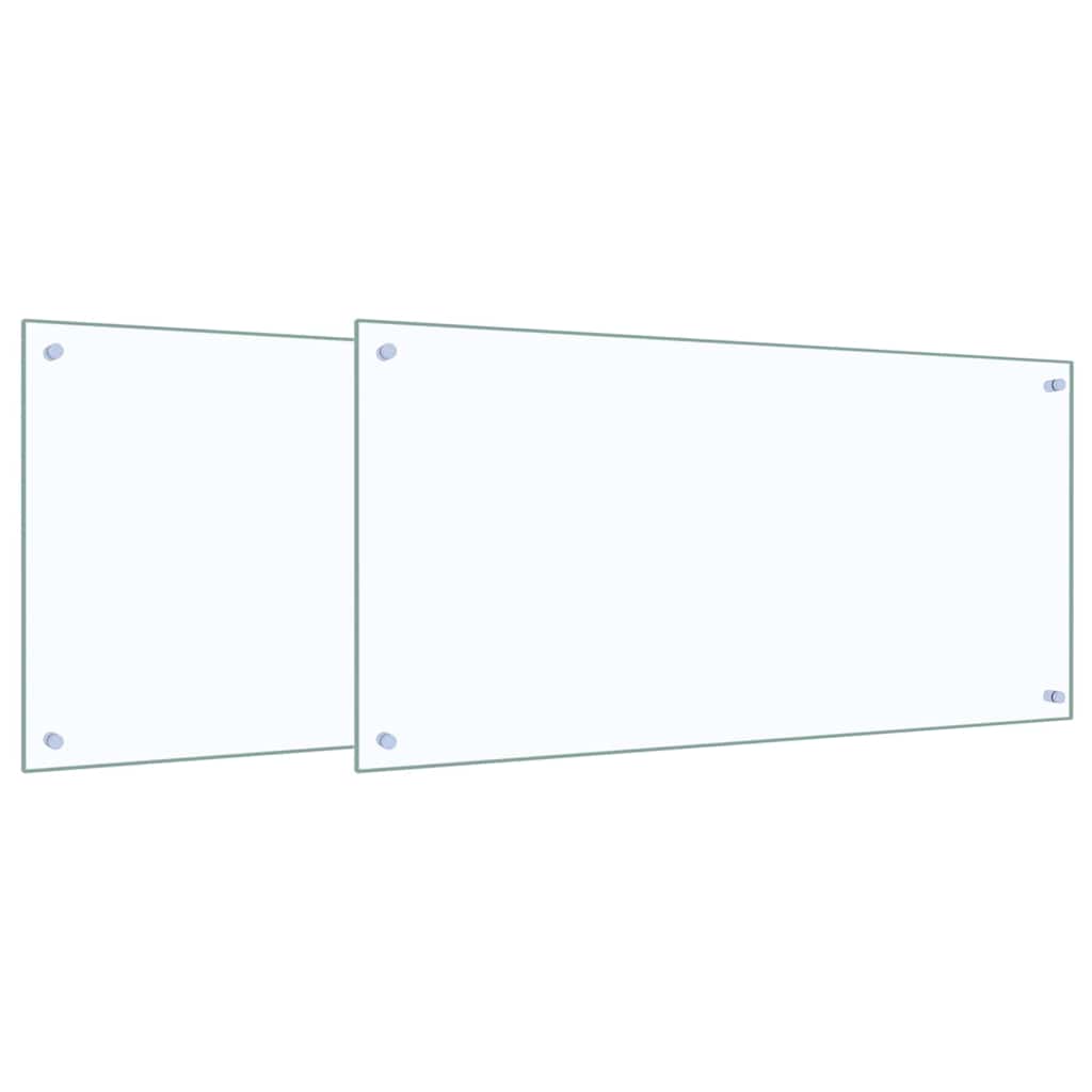 Kitchen Backsplash 2 pcs Transparent 100 x 50 cm Tempered Glass