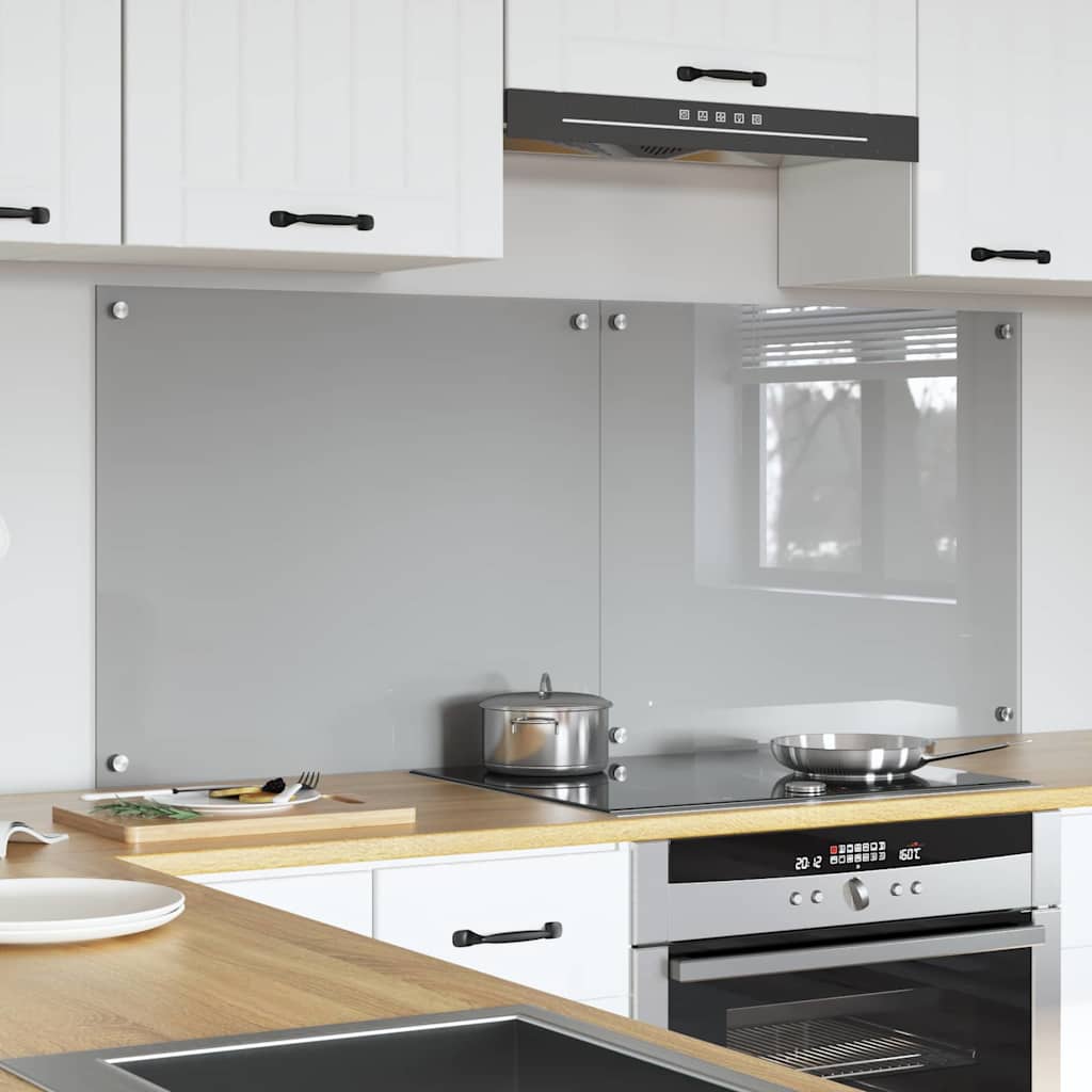 Kitchen Backsplash 2 pcs Light Grey 70 x 60 cm Tempered Glass