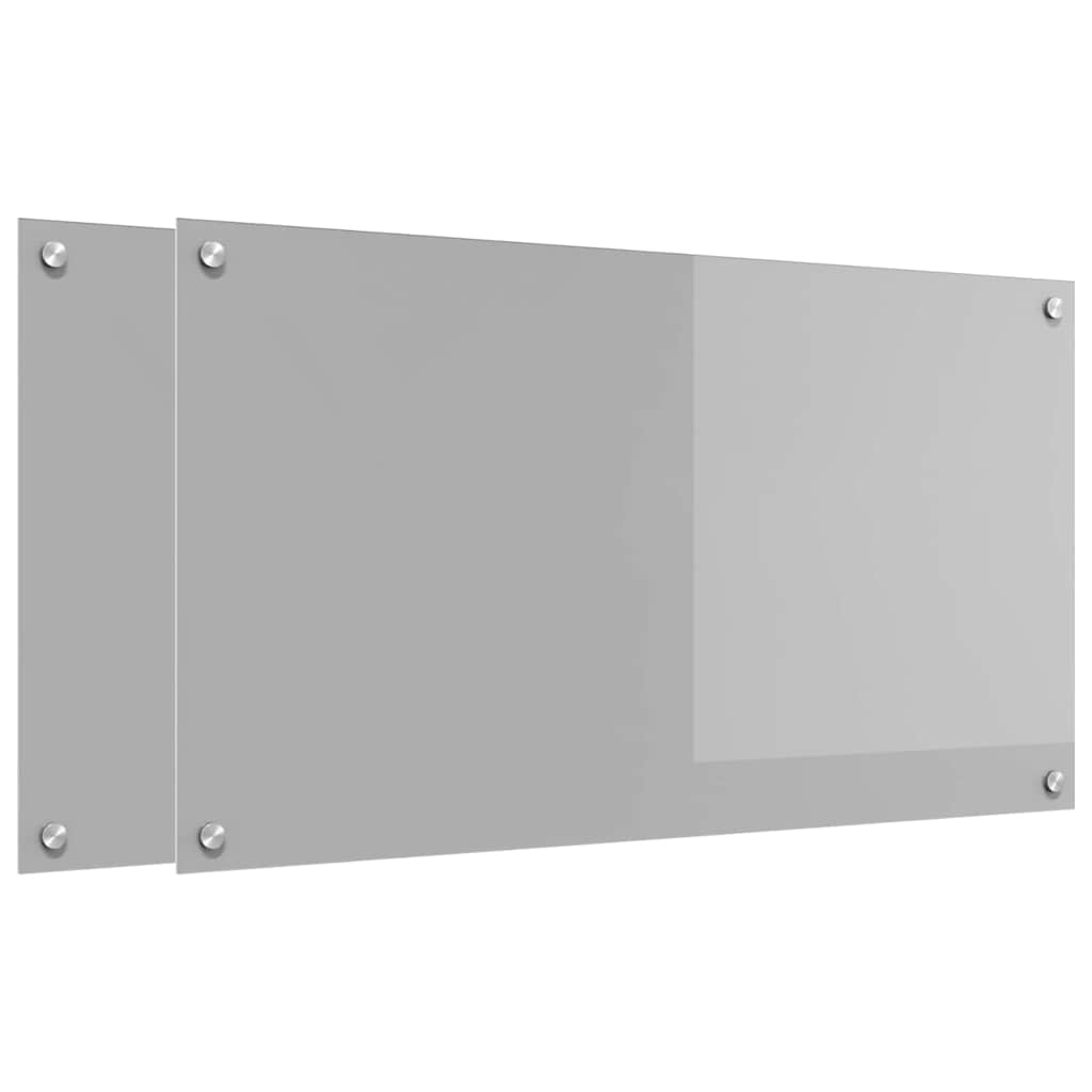 Kitchen Backsplash 2 pcs Light Grey 90 x 50 cm Tempered Glass