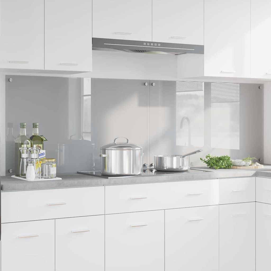 Kitchen Backsplash 2 pcs Light Grey 100 x 60 cm Tempered Glass
