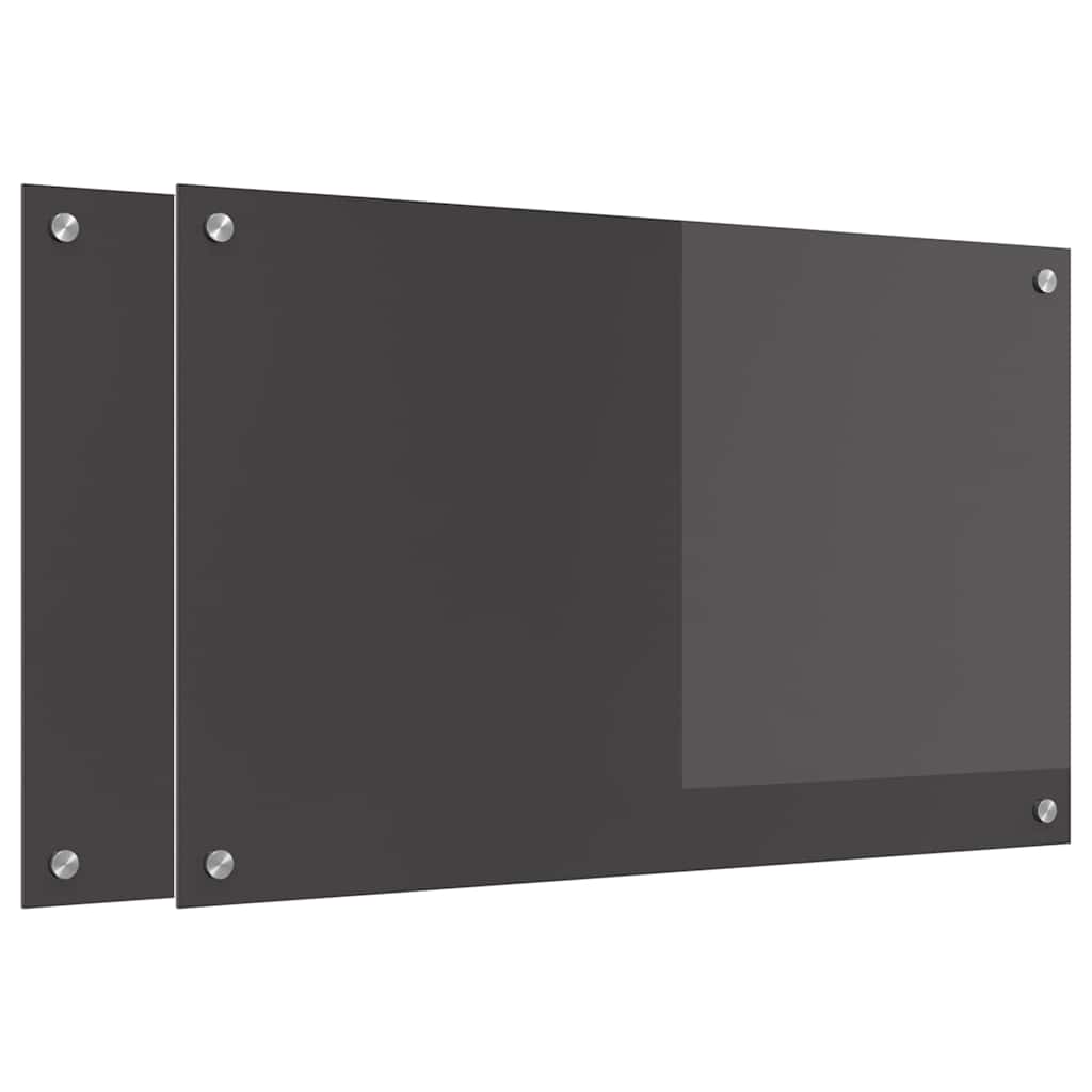 Kitchen Backsplash 2 pcs Dark Grey 80 x 50 cm Tempered Glass