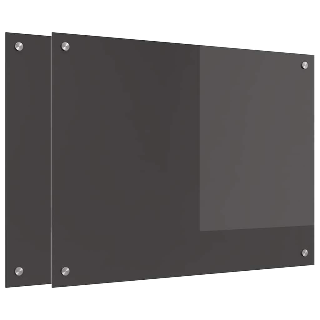 Kitchen Backsplash 2 pcs Dark Grey 80 x 60 cm Tempered Glass