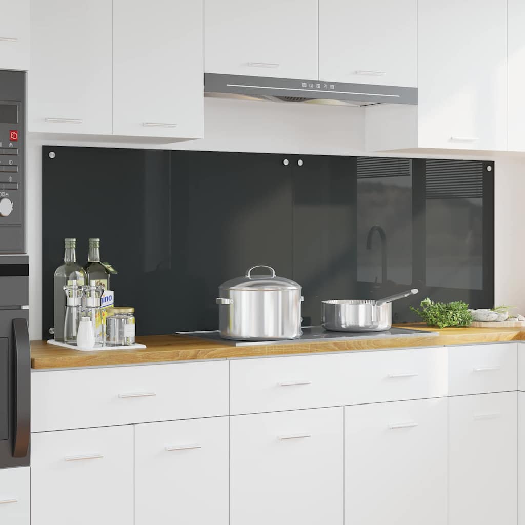 Kitchen Backsplash 2 pcs Dark Grey 90 x 60 cm Tempered Glass