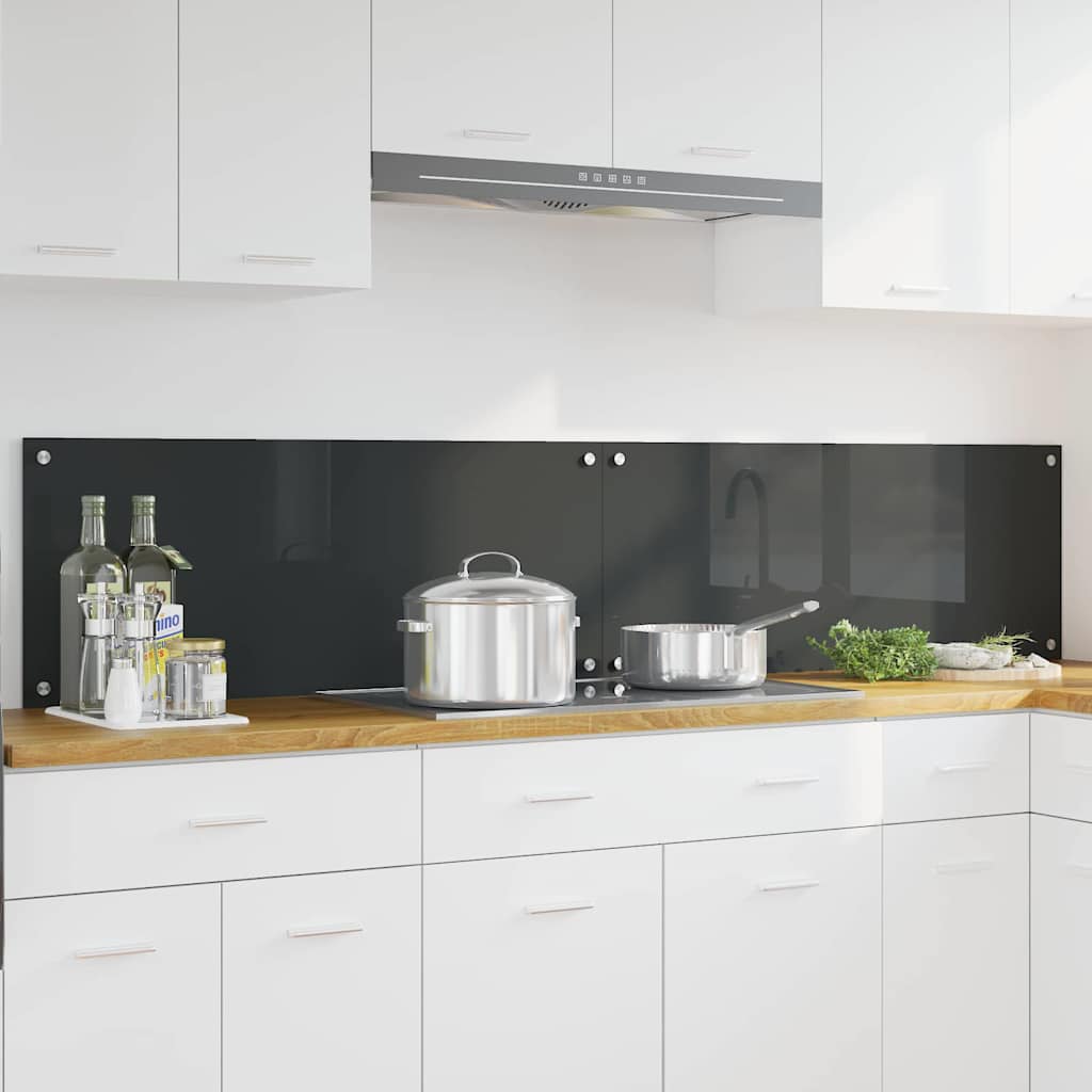 Kitchen Backsplash 2 pcs Dark Grey 100 x 40 cm Tempered Glass