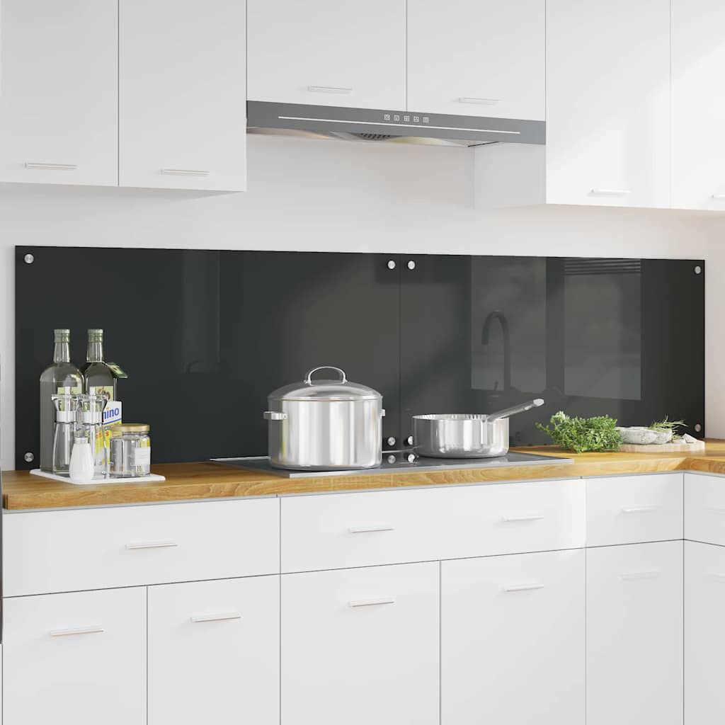 Kitchen Backsplash 2 pcs Dark Grey 100 x 50 cm Tempered Glass