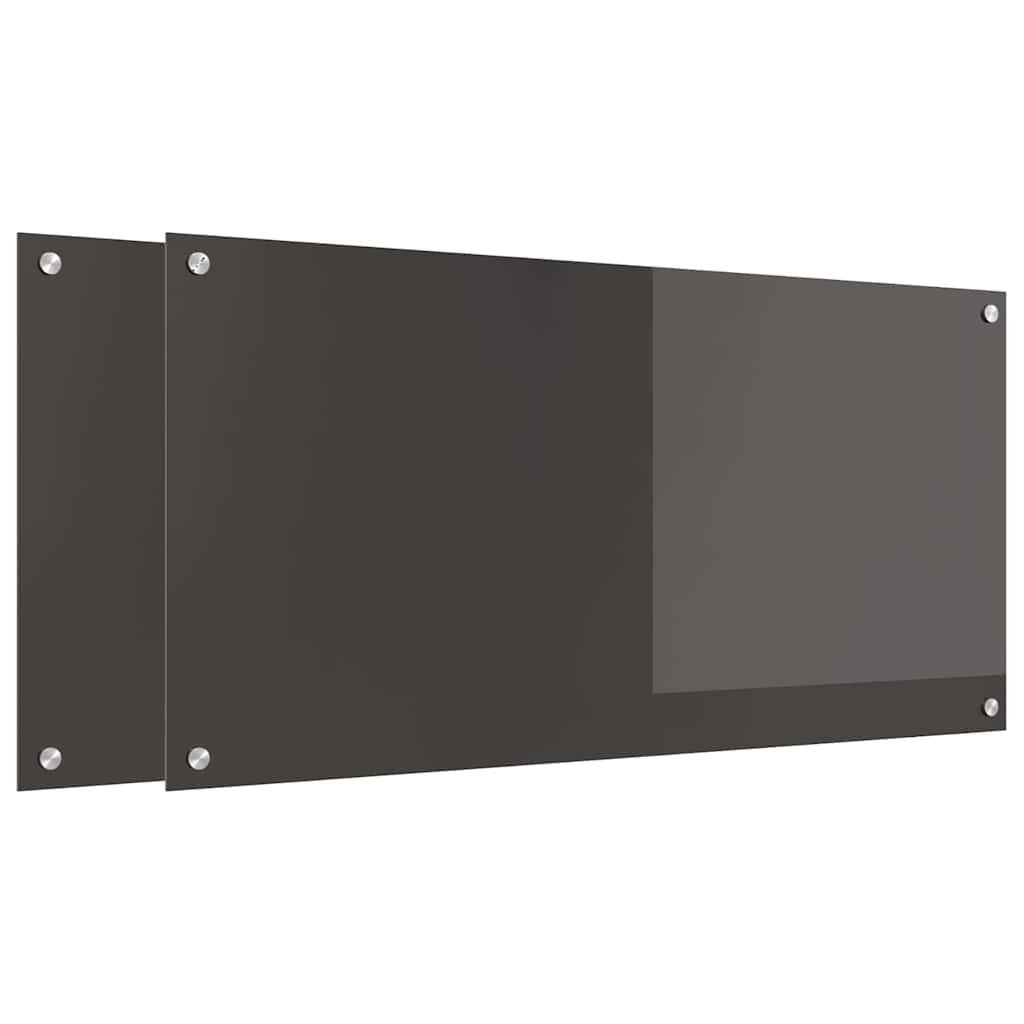 Kitchen Backsplash 2 pcs Dark Grey 100 x 50 cm Tempered Glass