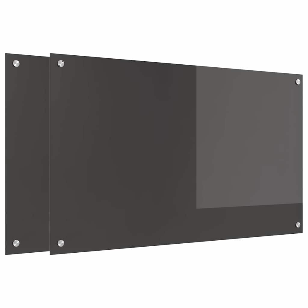 Kitchen Backsplash 2 pcs Dark Grey 100 x 60 cm Tempered Glass