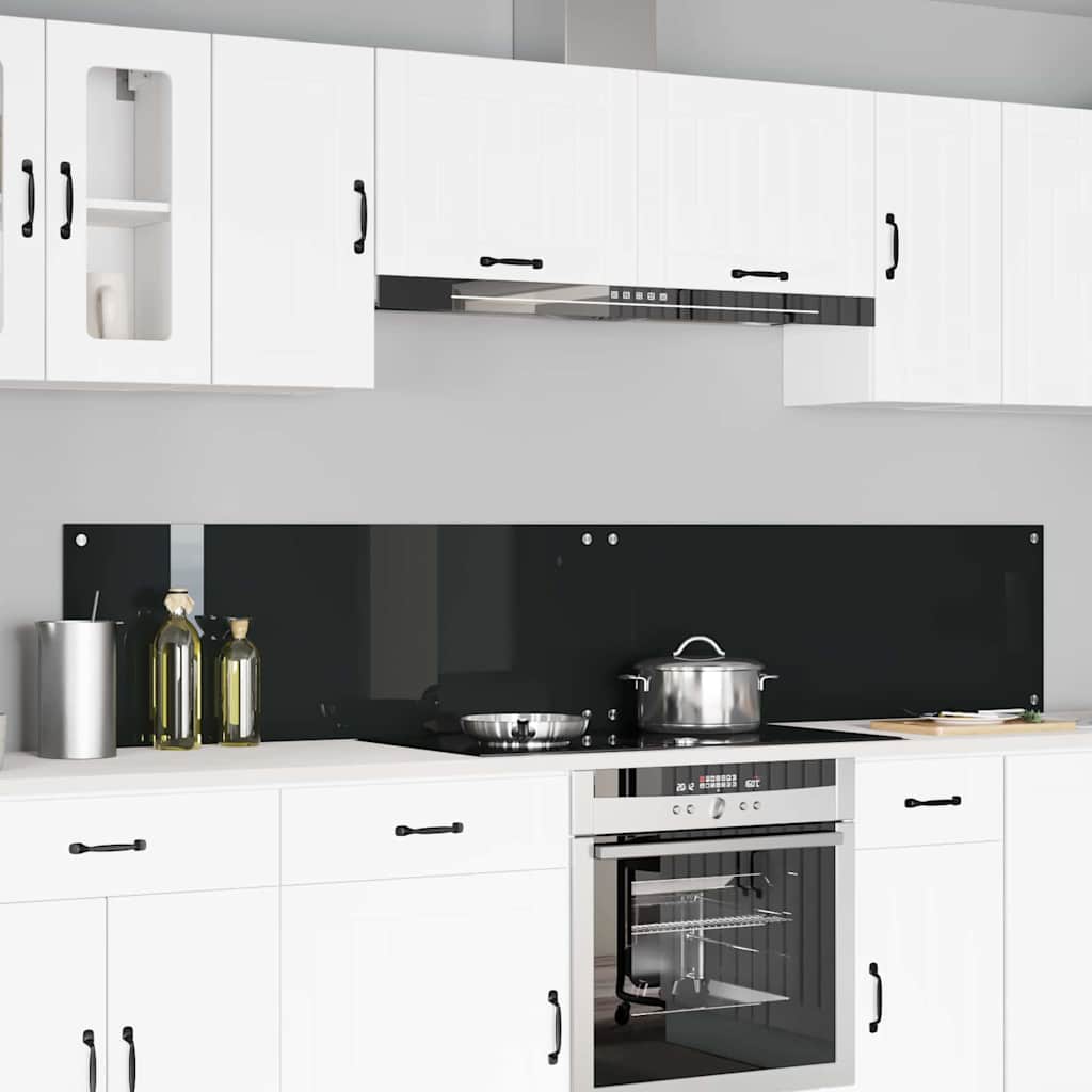 Kitchen Backsplash 2 pcs Black 110 x 40 cm Tempered Glass