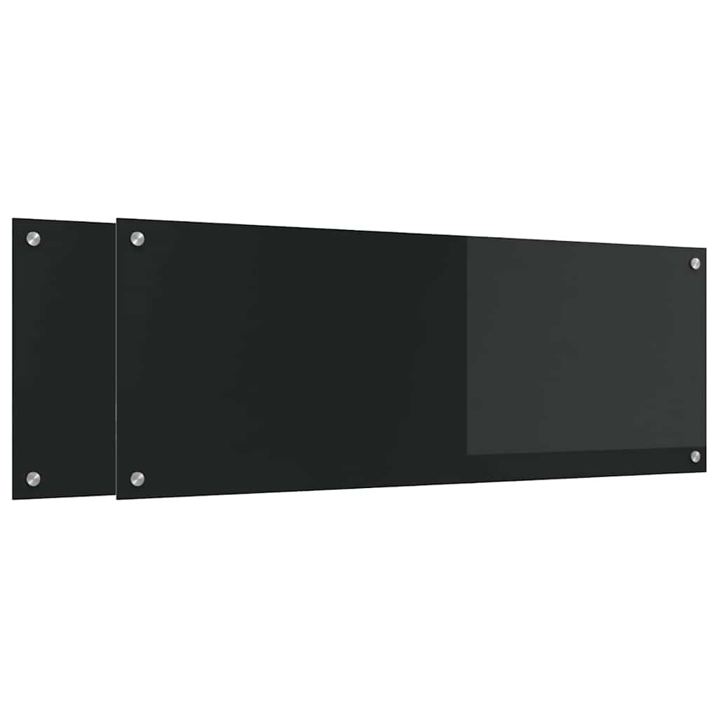 Kitchen Backsplash 2 pcs Black 110 x 40 cm Tempered Glass