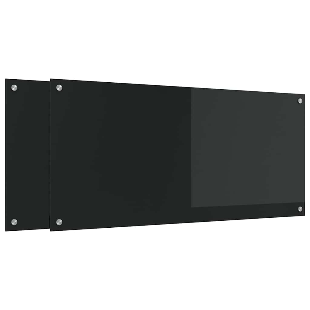 Kitchen Backsplash 2 pcs Black 110 x 50 cm Tempered Glass