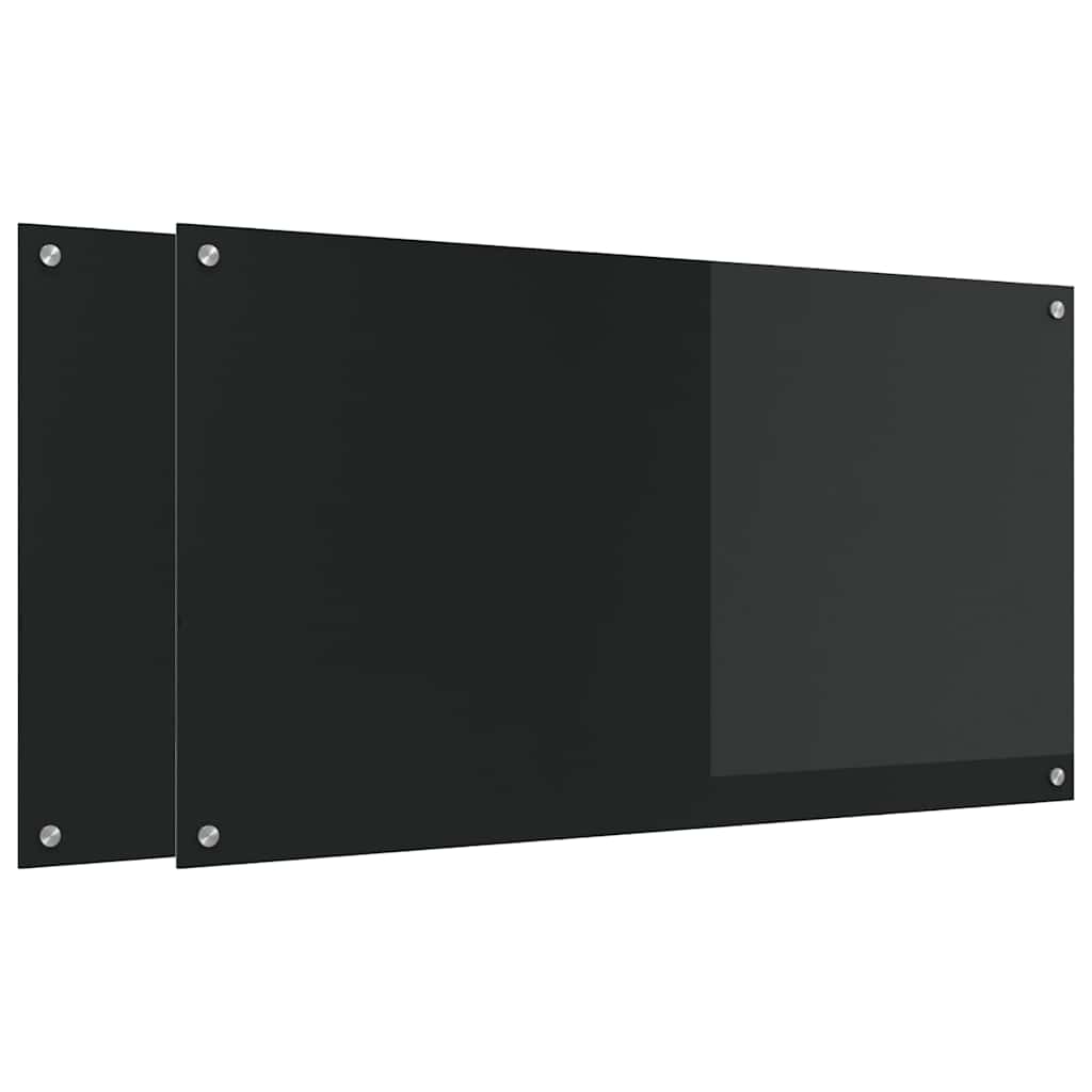 Kitchen Backsplash 2 pcs Black 110 x 60 cm Tempered Glass